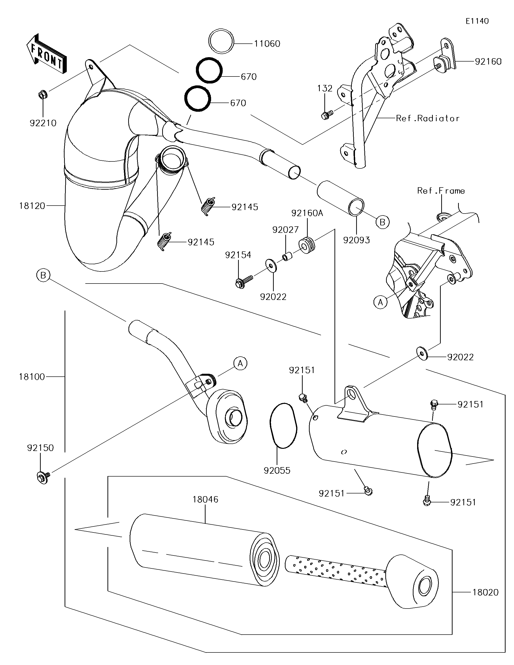 ECHAPPEMENT POUR KX85 II KX85DKF VERT 2019 EUROPE