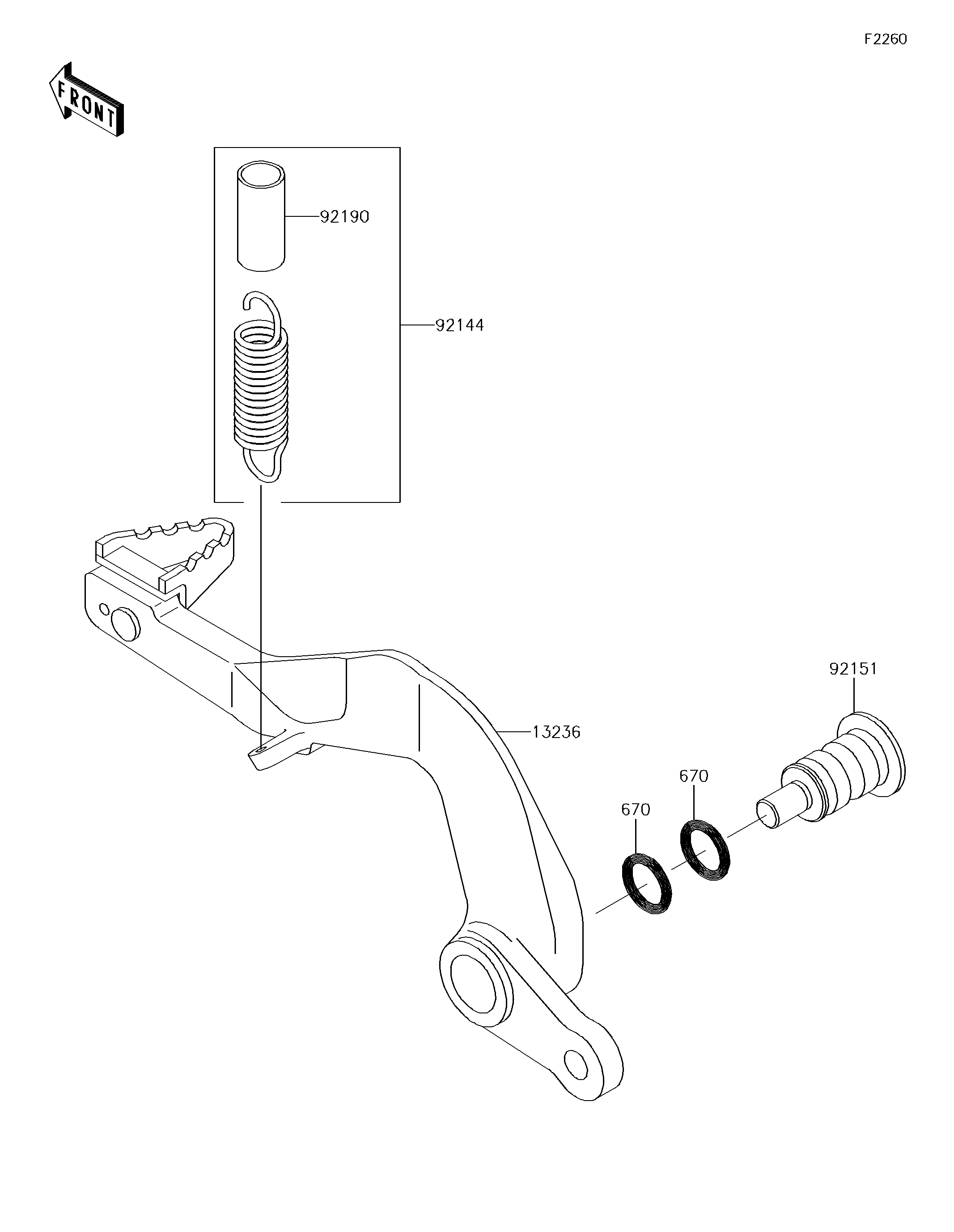 PEDALE DE FREIN POUR KX100 KX100 D1 VERT 2001 EUROPE