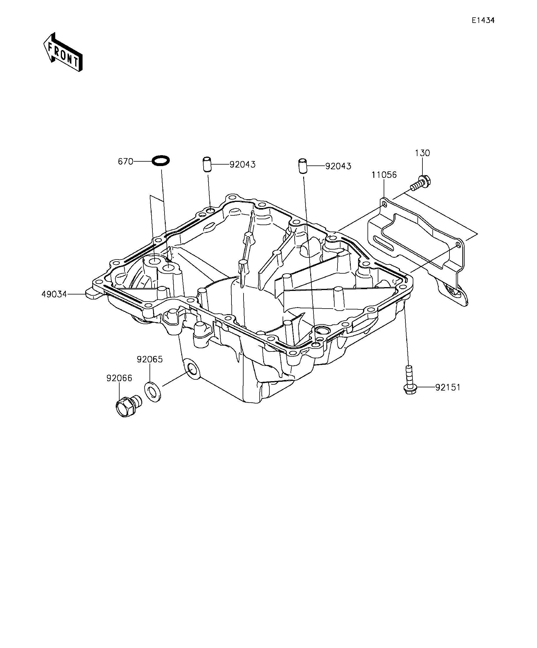 CARTER INFERIEUR POUR Z1000 ABS ZR1000GEF NOIR 2014
