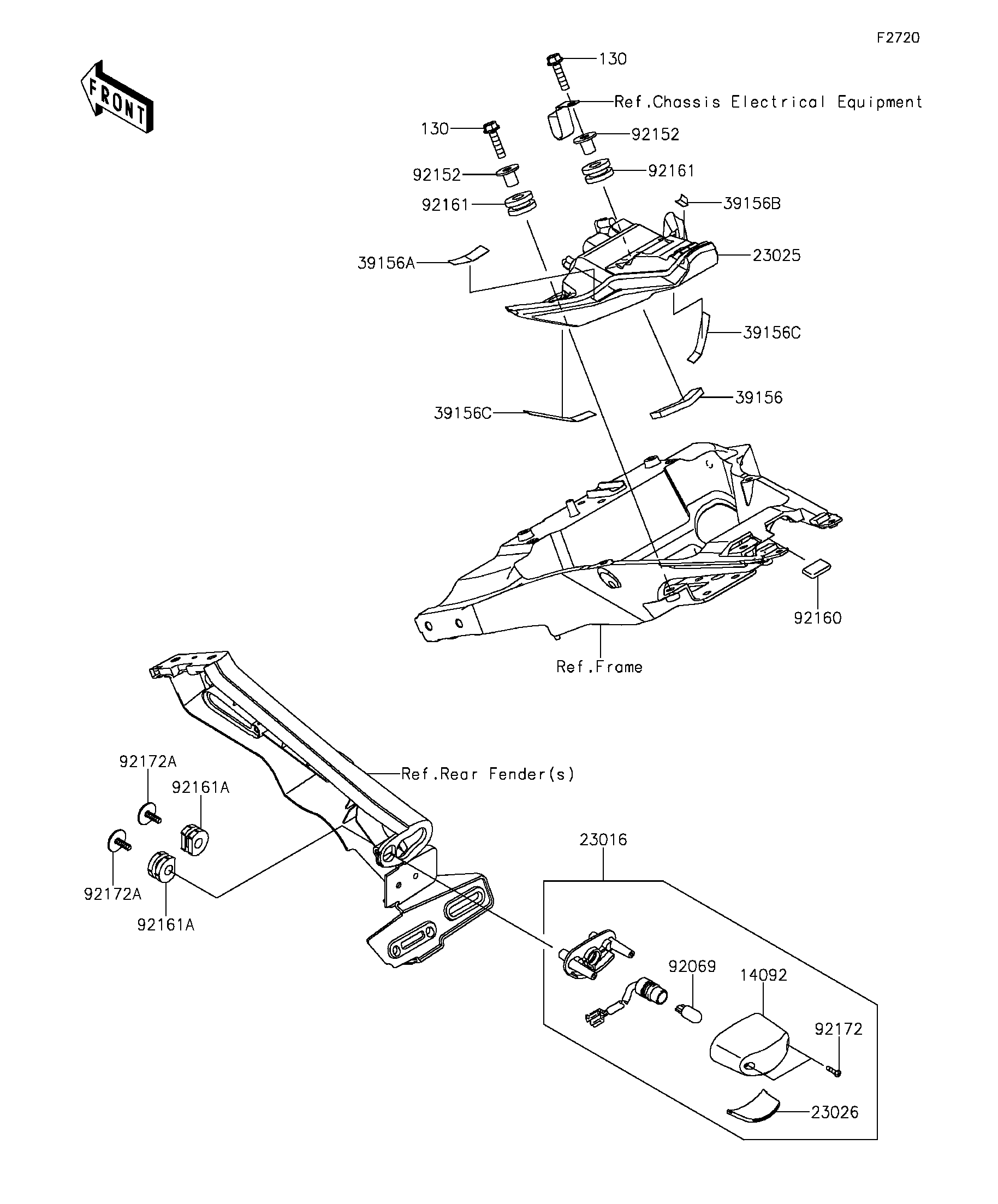 FEUX ARRIERES POUR Z1000 ZR1000HNFNN GRIS 2022
