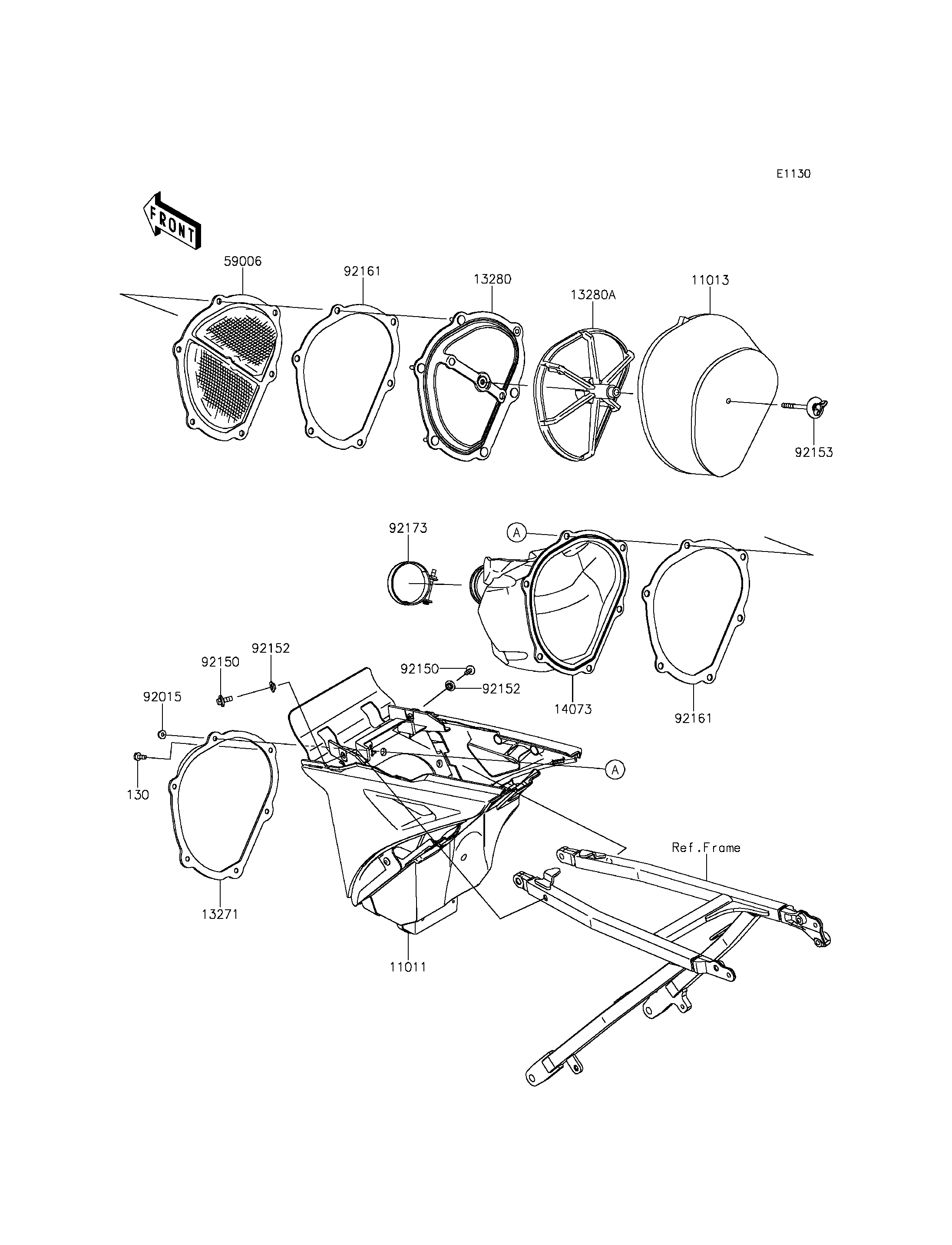 FILTRE A AIR POUR KX250F KX250ZDF VERT 2013 EUROPE