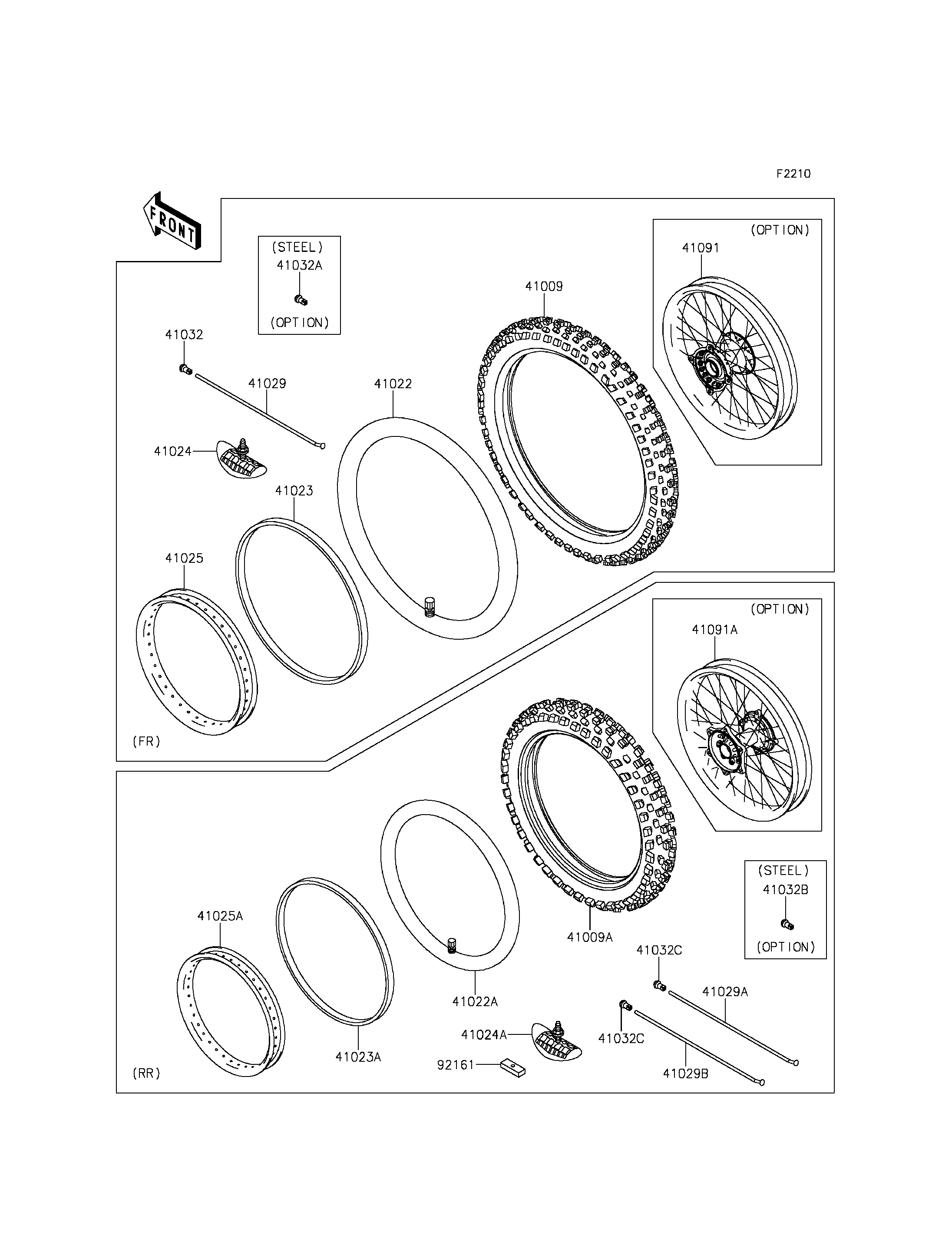 PNEUS POUR KX250F KX250ZFF VERT 2015 EUROPE