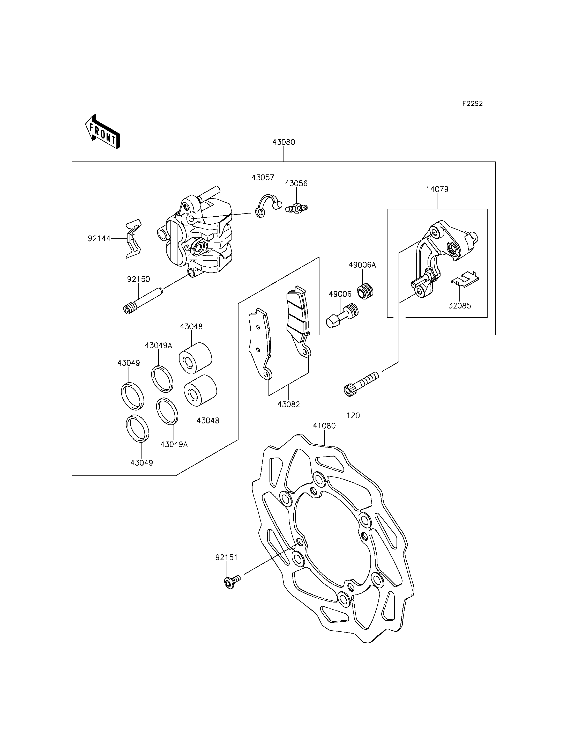 FREIN AVANT POUR KX250F KX250ZFF VERT 2015 EUROPE