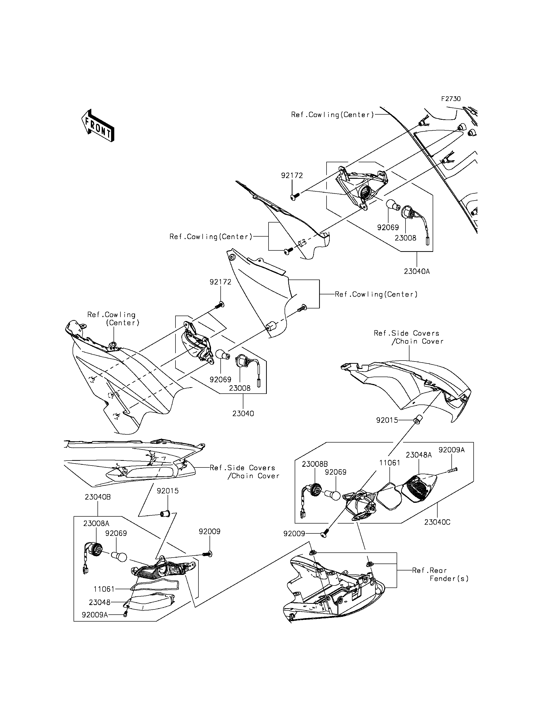 CLIGNOTANTS POUR ZZR1400 ZX1400JNFNN VERT 2022