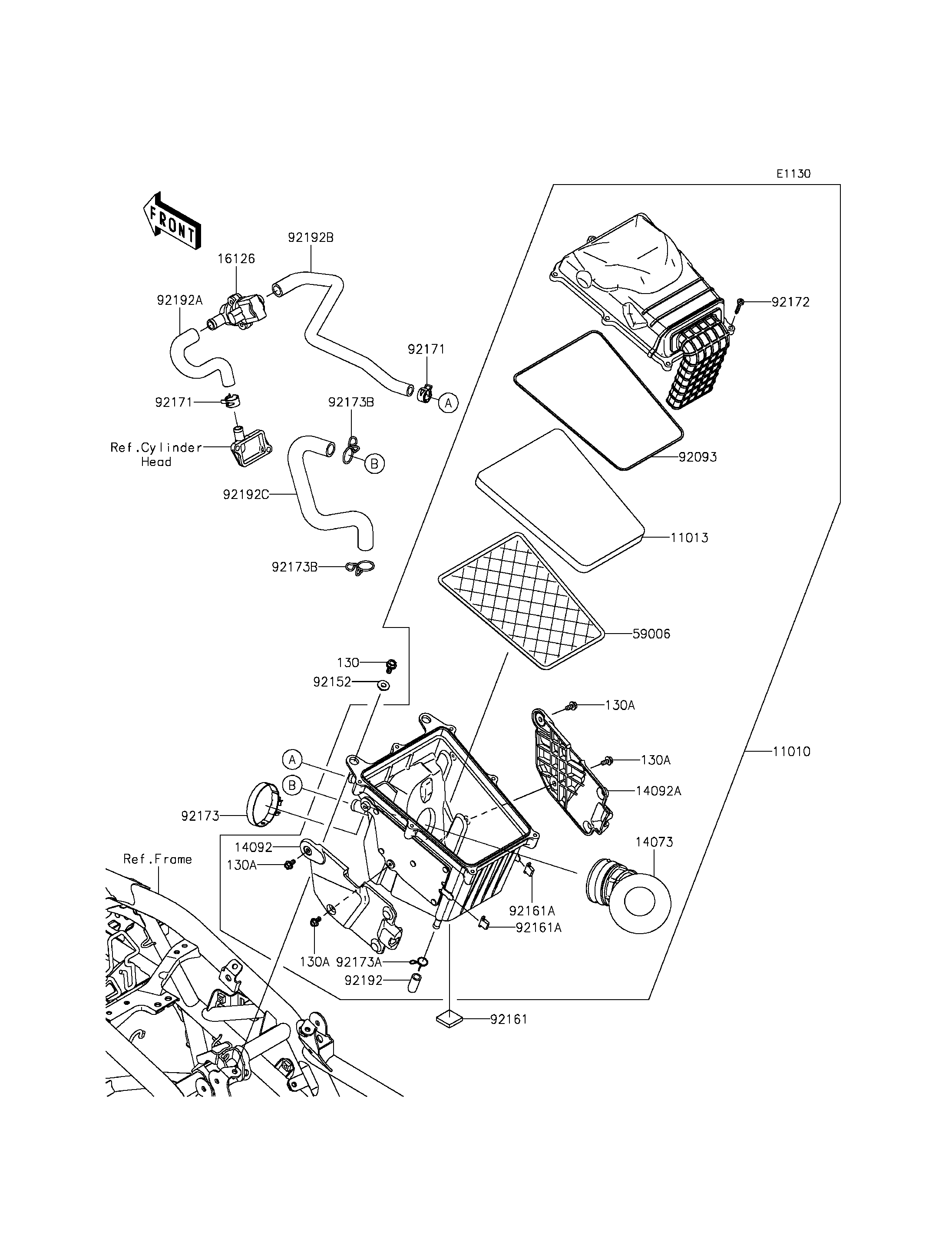 FILTRE A AIR POUR NINJA 250SL ABS BX250BFF BLANC 2015