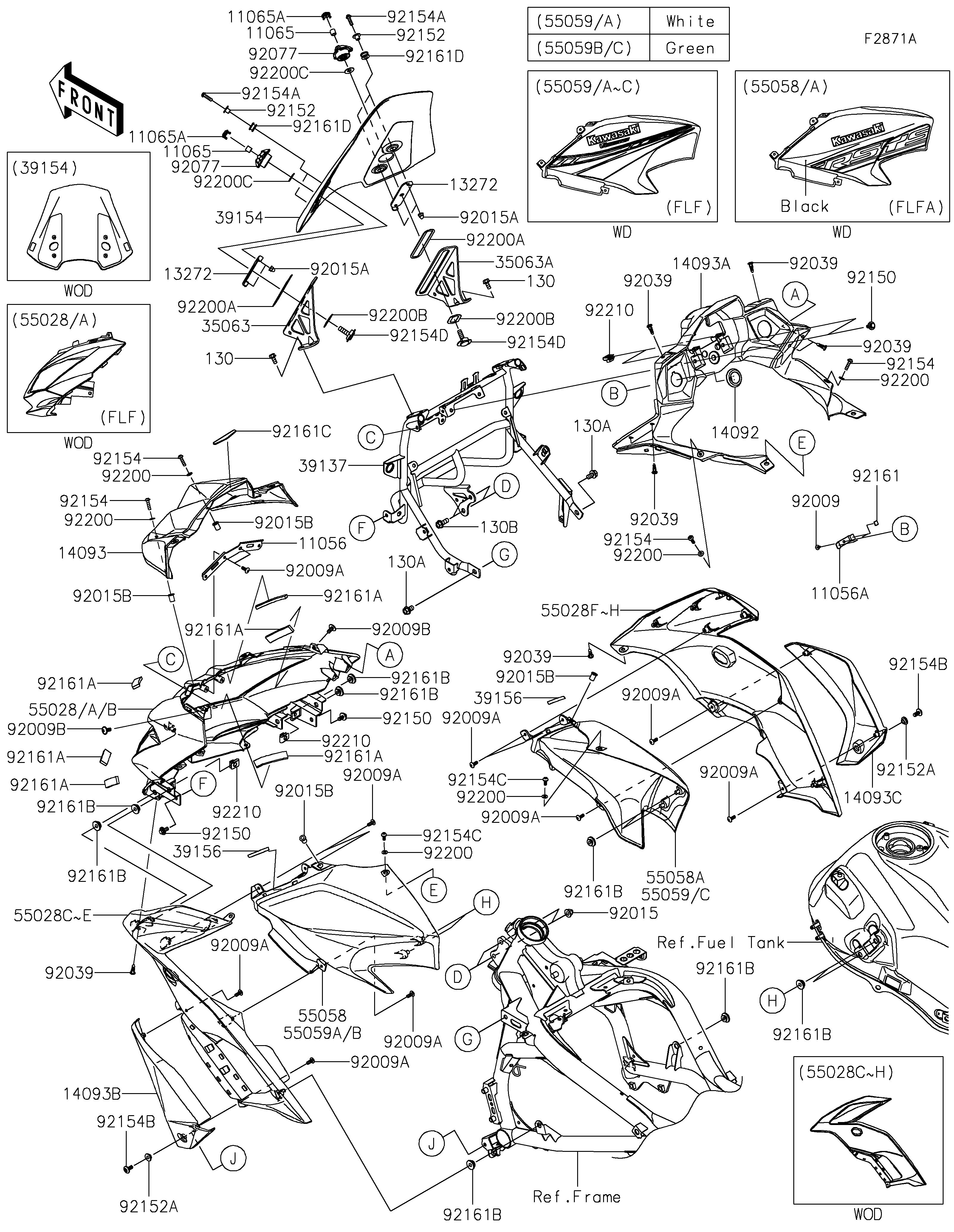 CARENAGE POUR VERSYS 650 KLE650FLF BLANC 2020