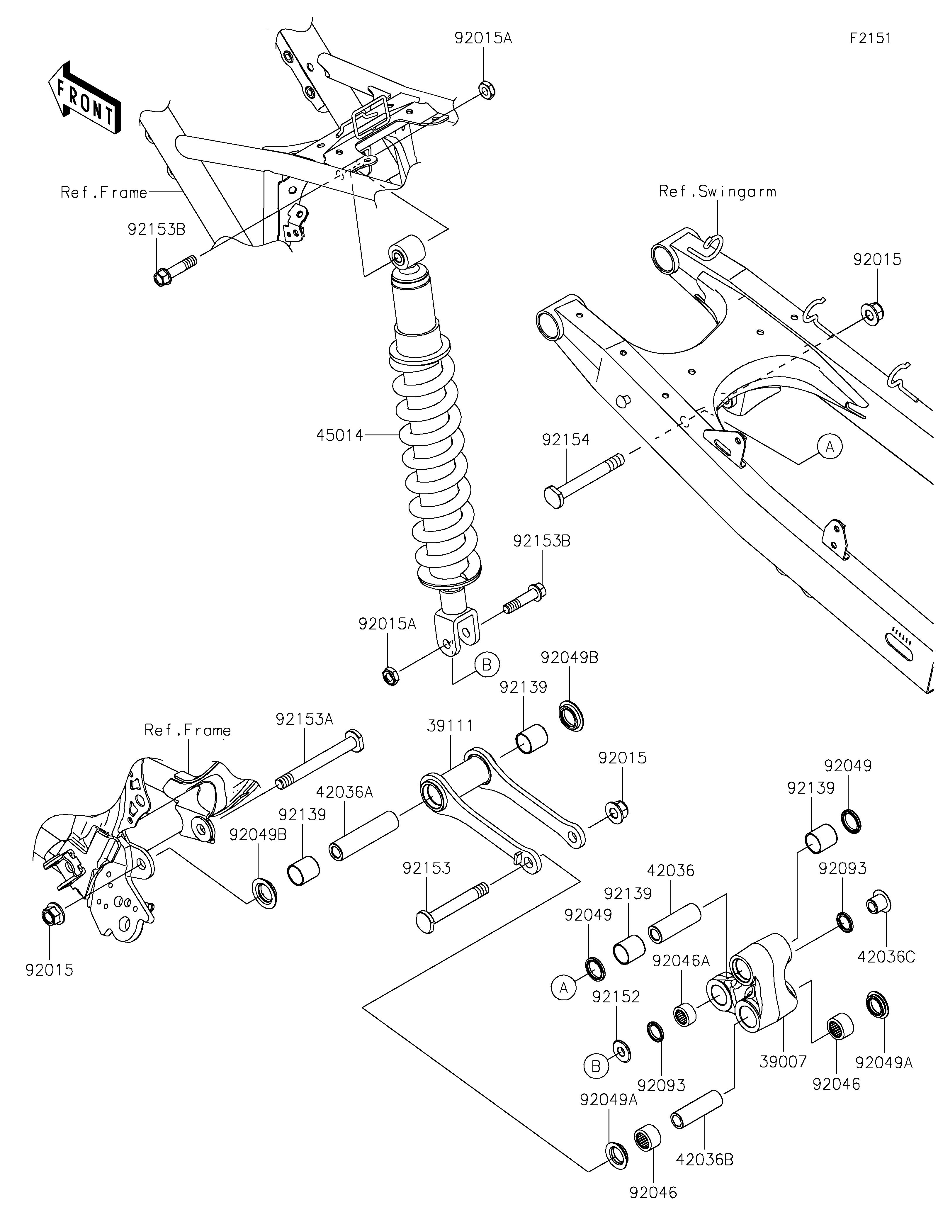 SUSPENSIONAMORTISSEUR POUR KLX230 KLX230ALF NOIR 2020