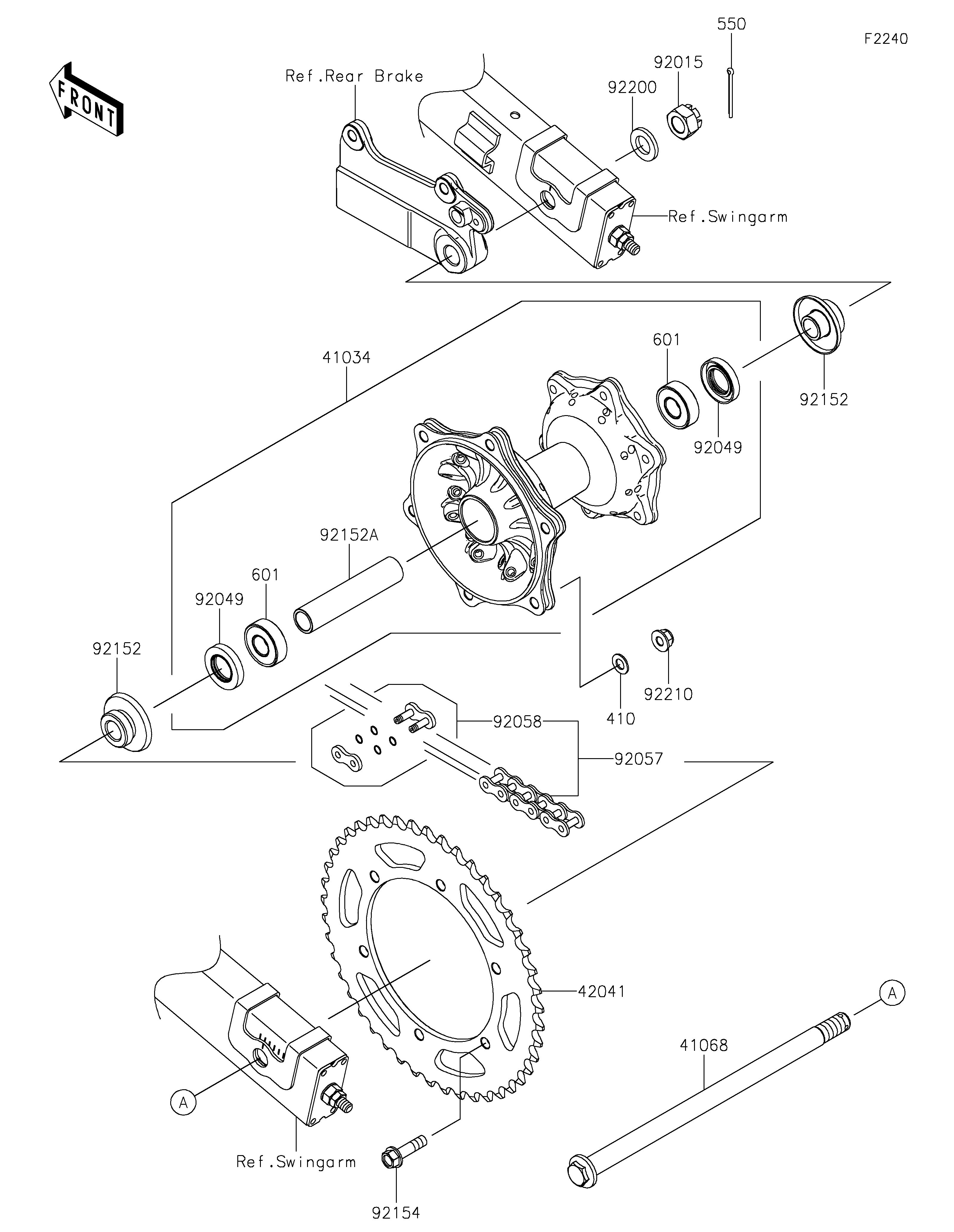 MOYEU ARRIERE POUR KLX230 KLX230ALF NOIR 2020