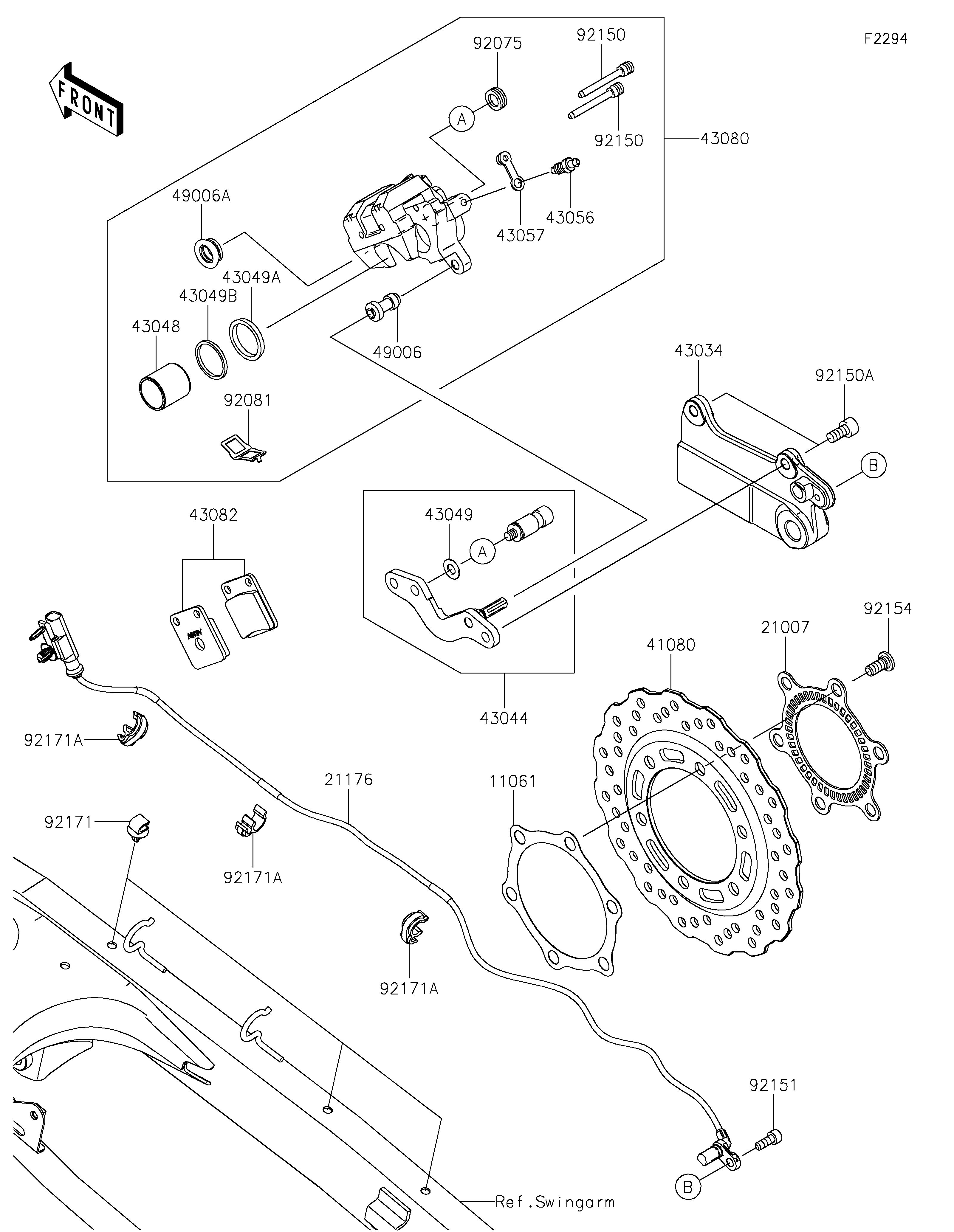 FREIN ARRIERE POUR KLX230 KLX230ALF NOIR 2020