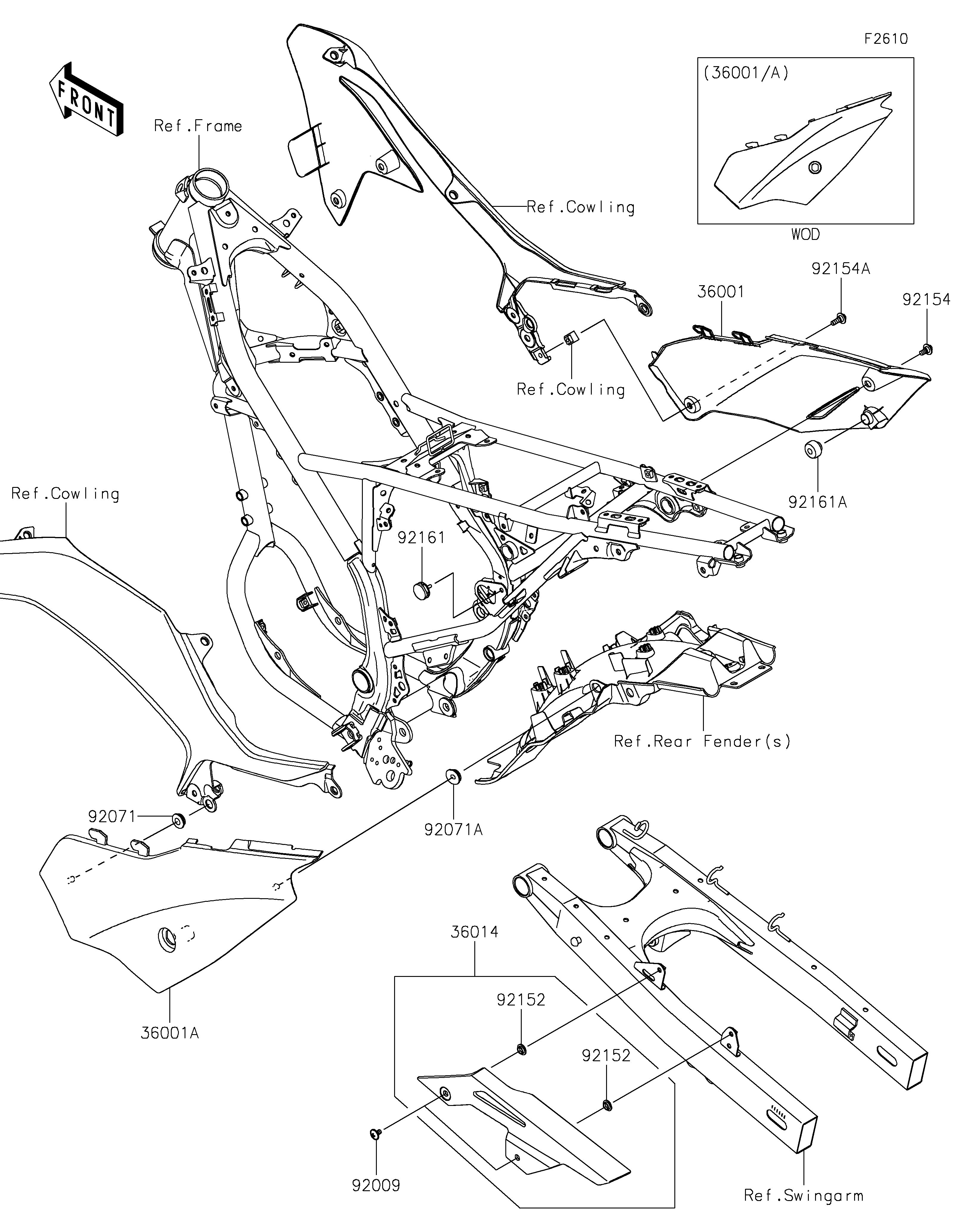CACHE LATERALGARDE CHAINE POUR KLX230 KLX230ALF NOIR 2020