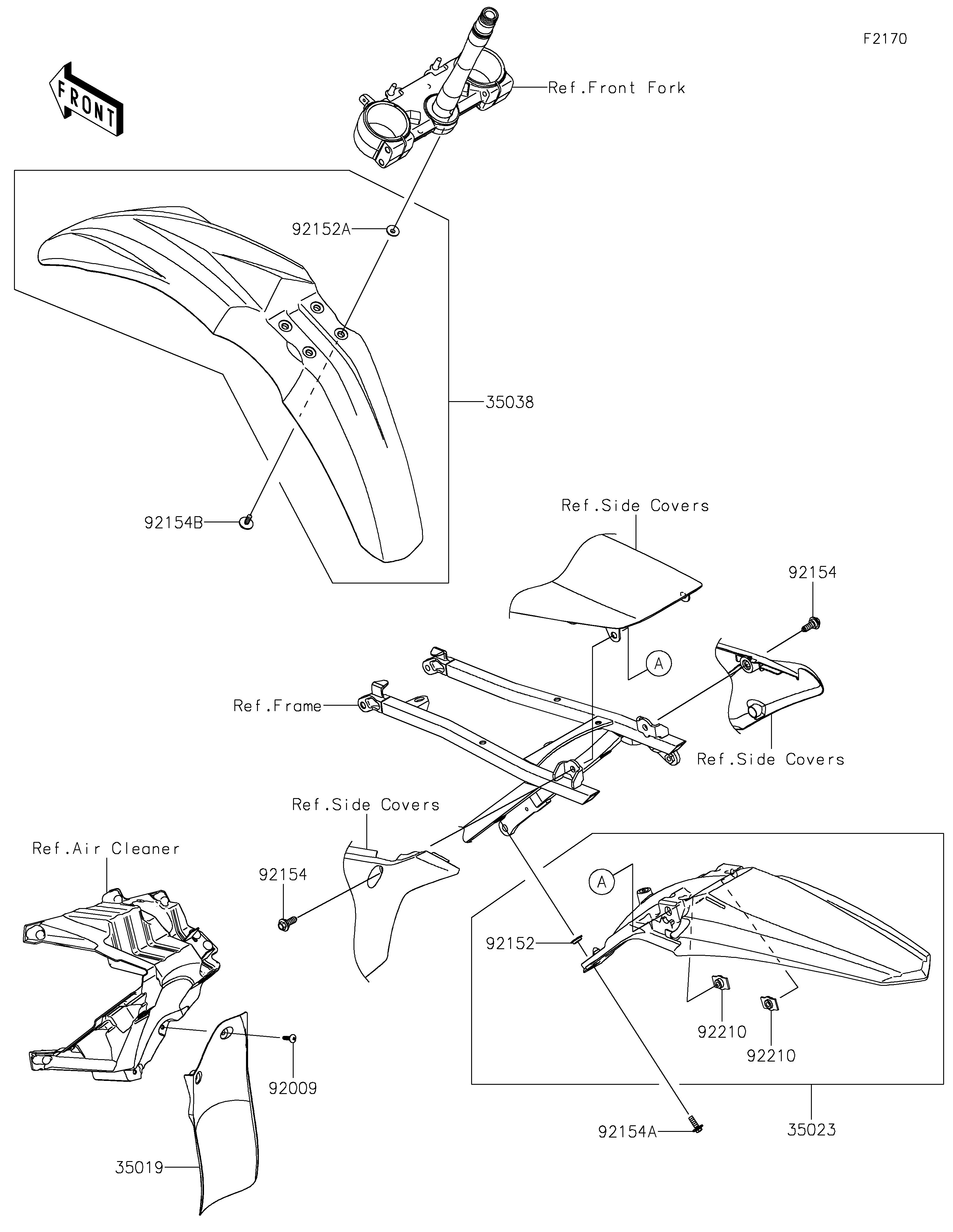 GARDE BOUE POUR KX250X KX252DRFNN VERT 2024 EUROPE