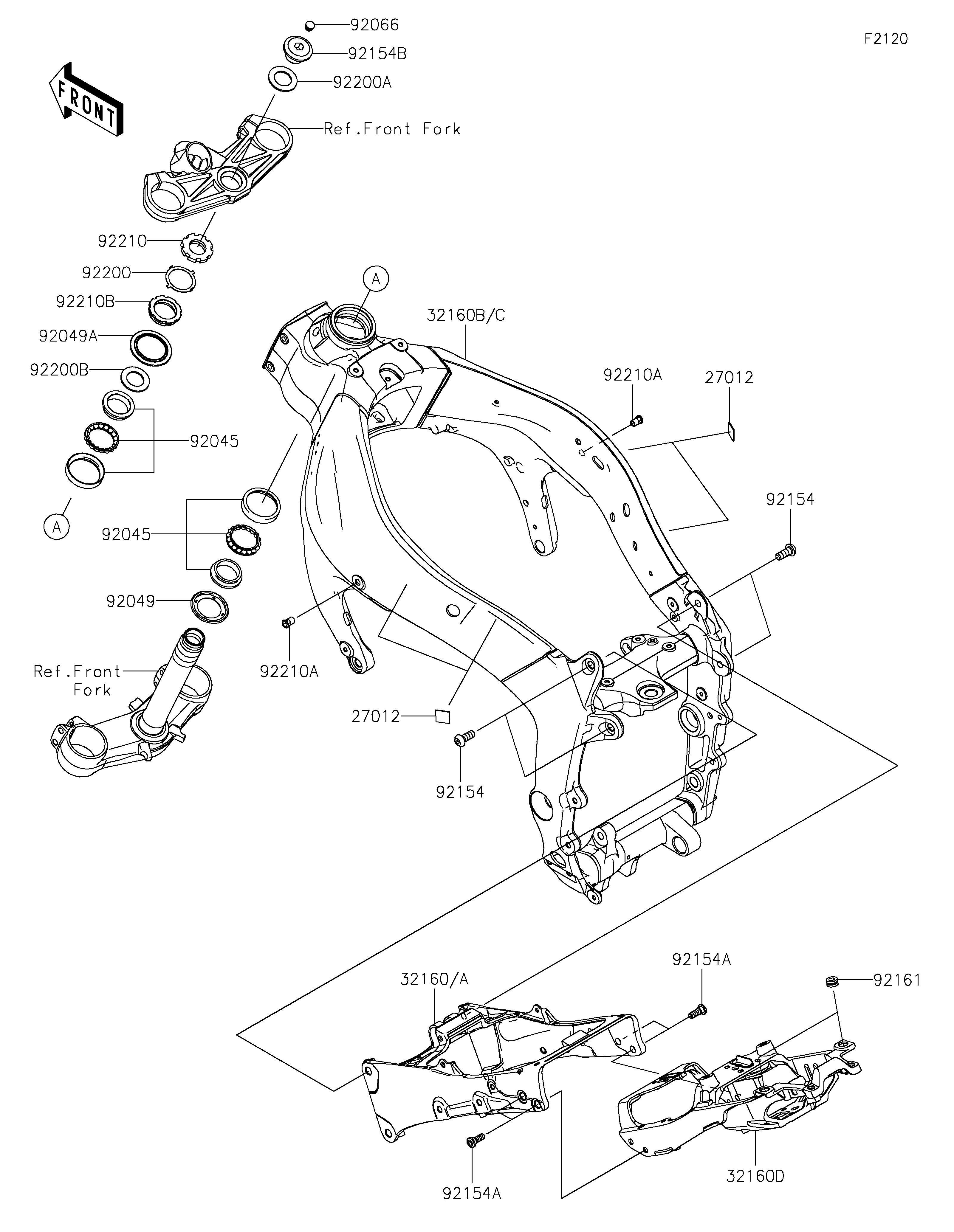 CHASSIS POUR NINJA ZX 6R ZX636JRFAN GRIS 2024