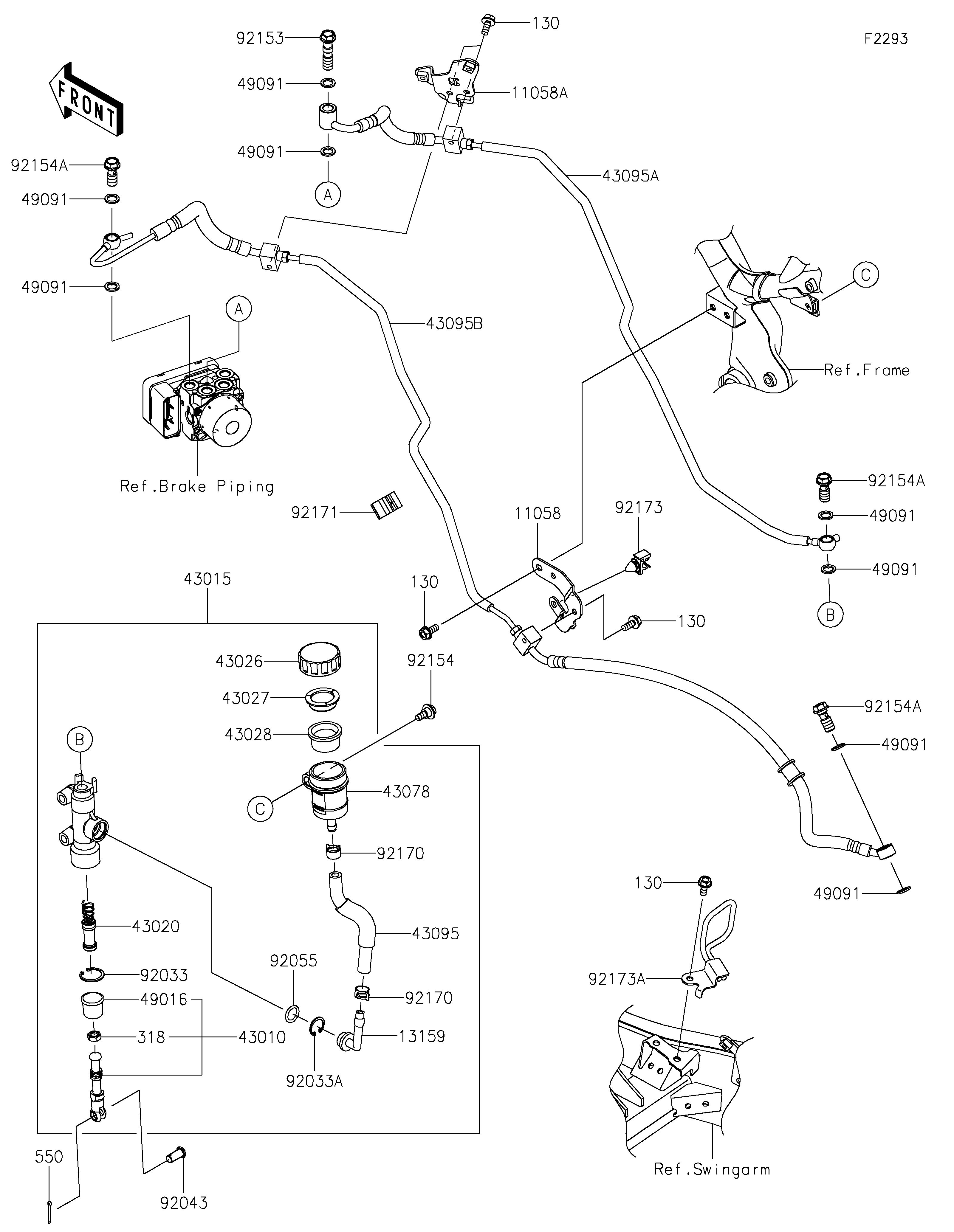 MAITRE CYLINDRE ARRIERE POUR NINJA ZX 4R ZX400PRFNN NOIR 2024