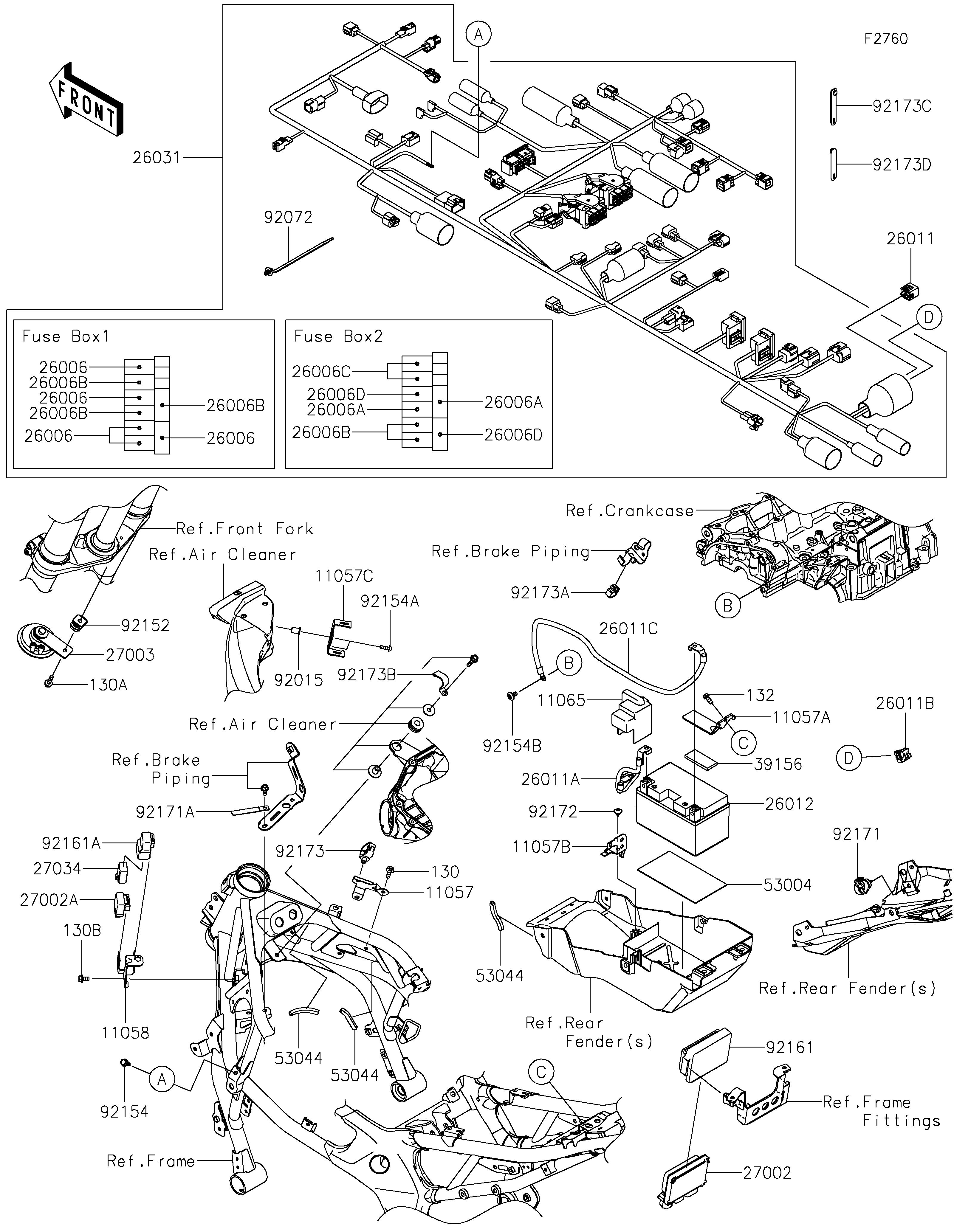 CHASSIS EQUIPMENT ELECTRIQUE POUR NINJA ZX 4R ZX400PRFNN NOIR 2024