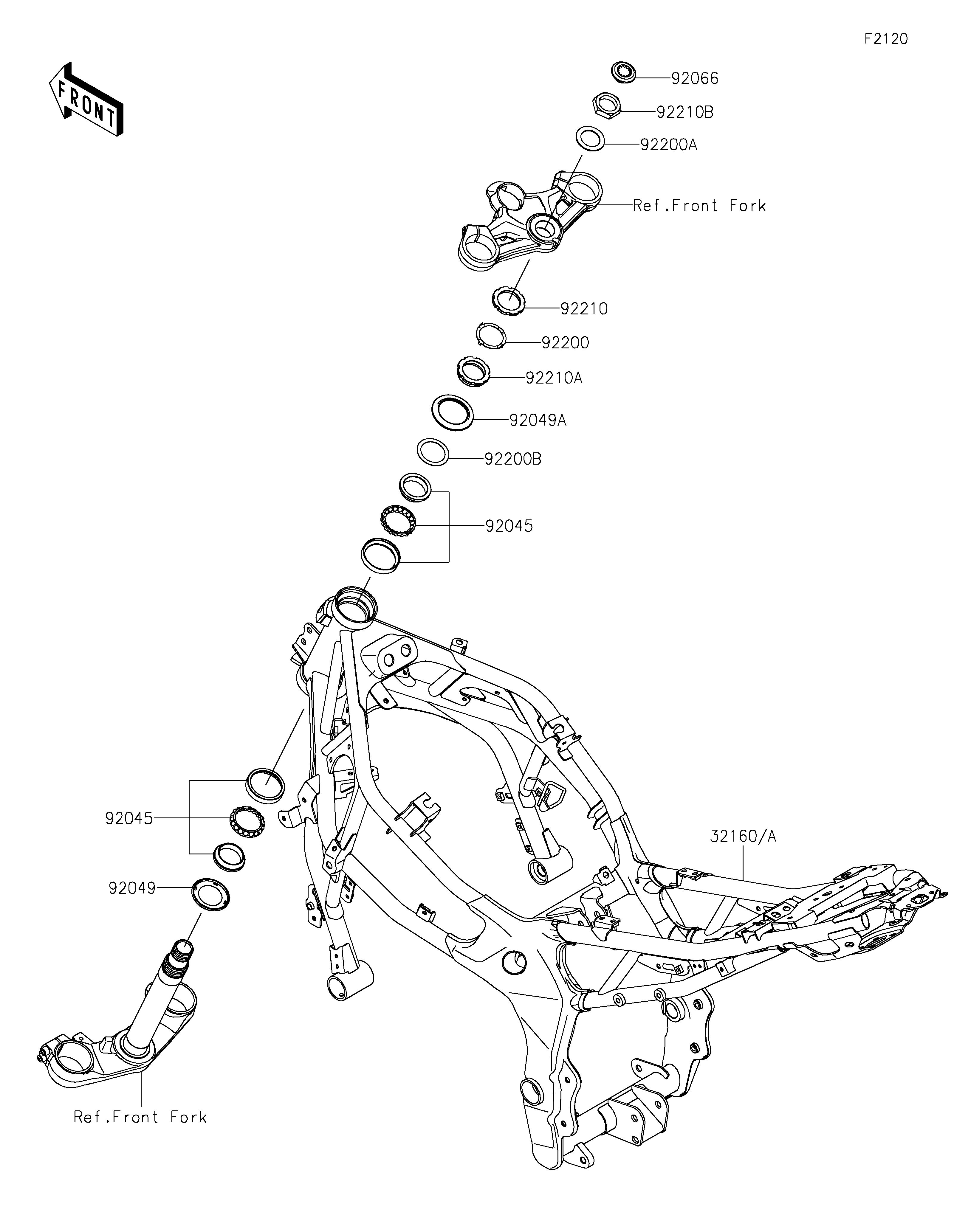 CHASSIS POUR NINJA ZX 4RR ZX400SRFAN VERT MAT 2024