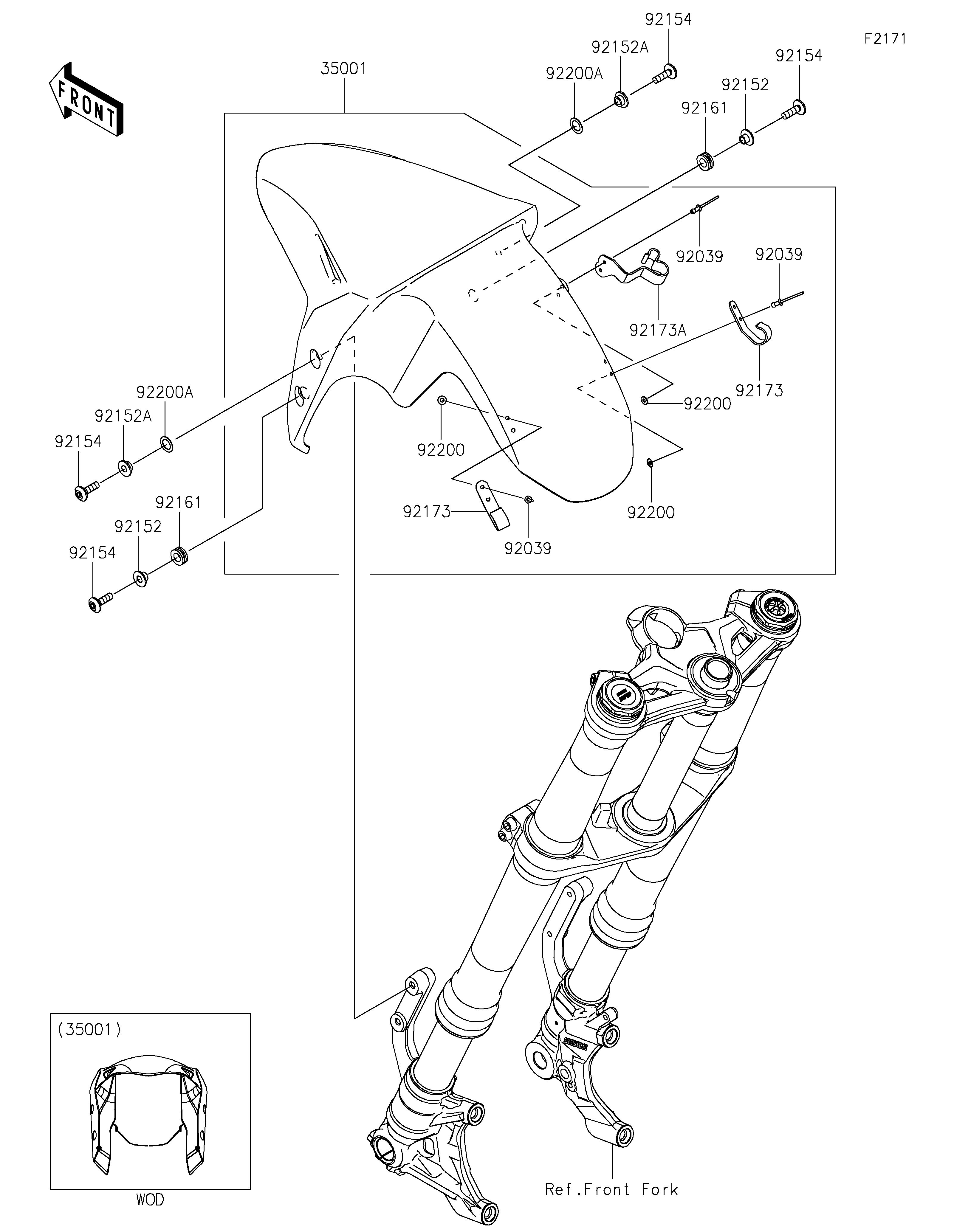 GARDE BOUE AVANT POUR NINJA ZX 4RR ZX400SRFAN VERT MAT 2024