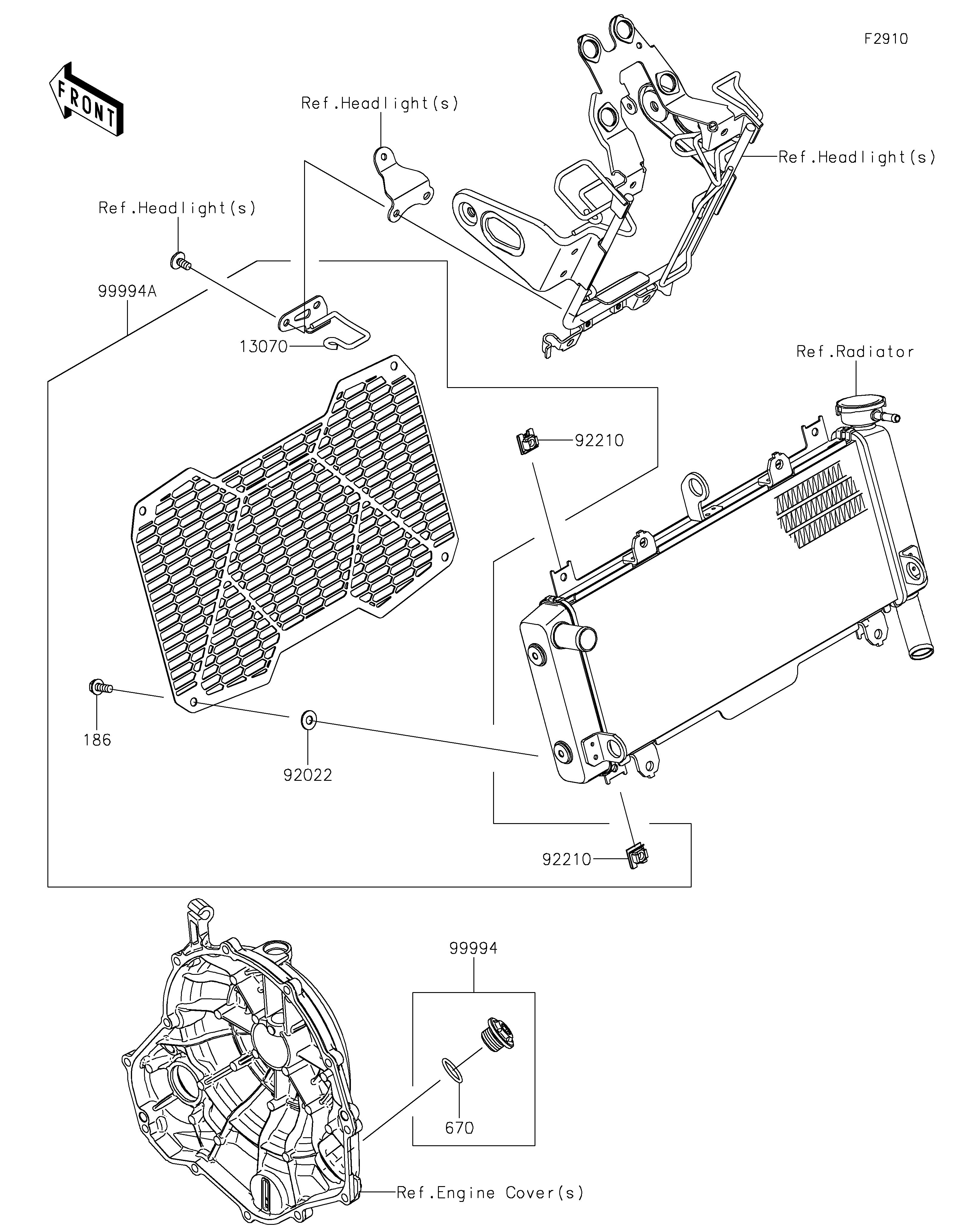 ACCESSORYRADIATOR SCREEN AND CAP POUR Z650RS ER650MPFAN GRIS 2023