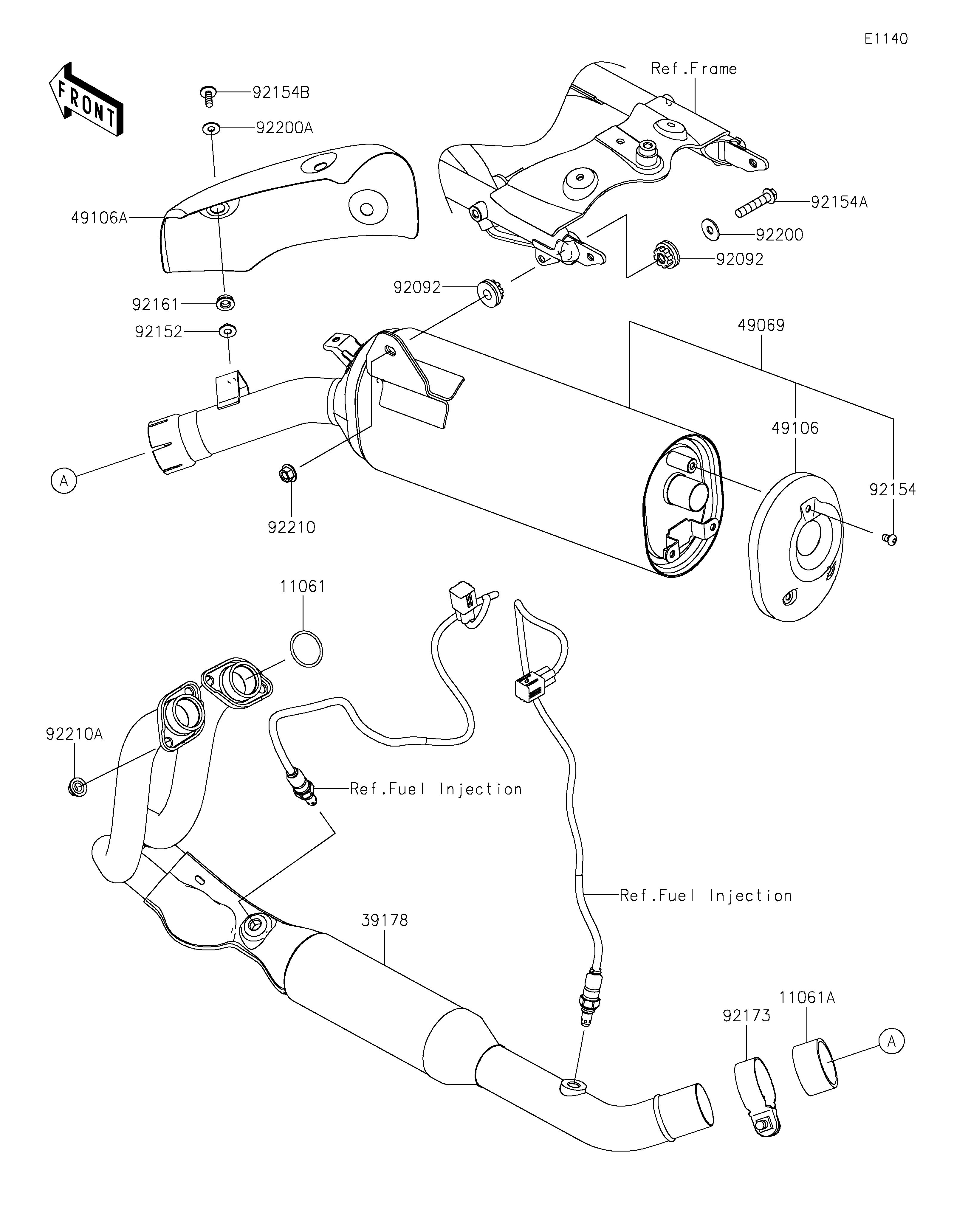 ECHAPPEMENT POUR ELIMINATOR 500 SE EL450BRFNN GRIS 2024