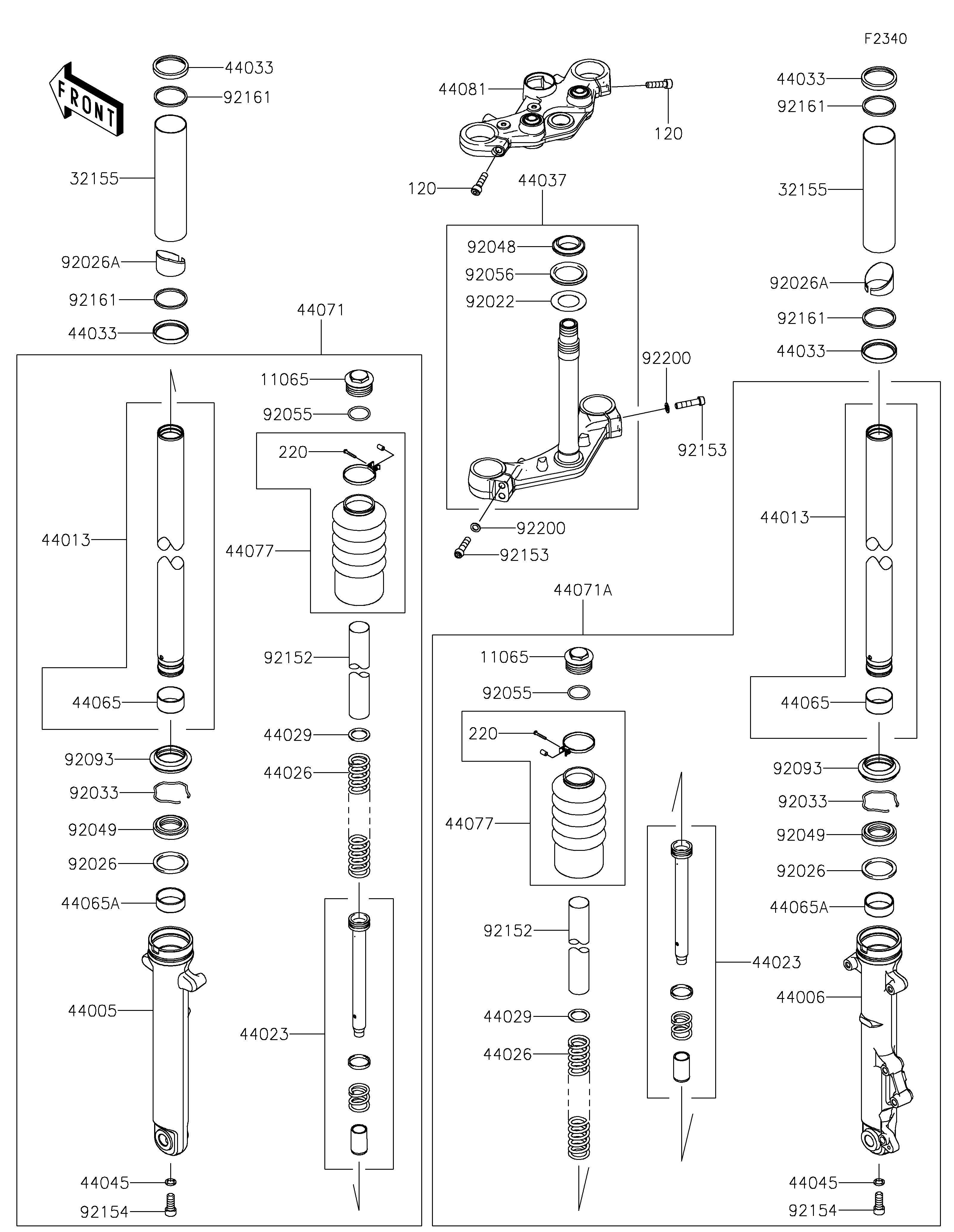 FOURCHE POUR ELIMINATOR 500 SE EL450BRFNN GRIS 2024