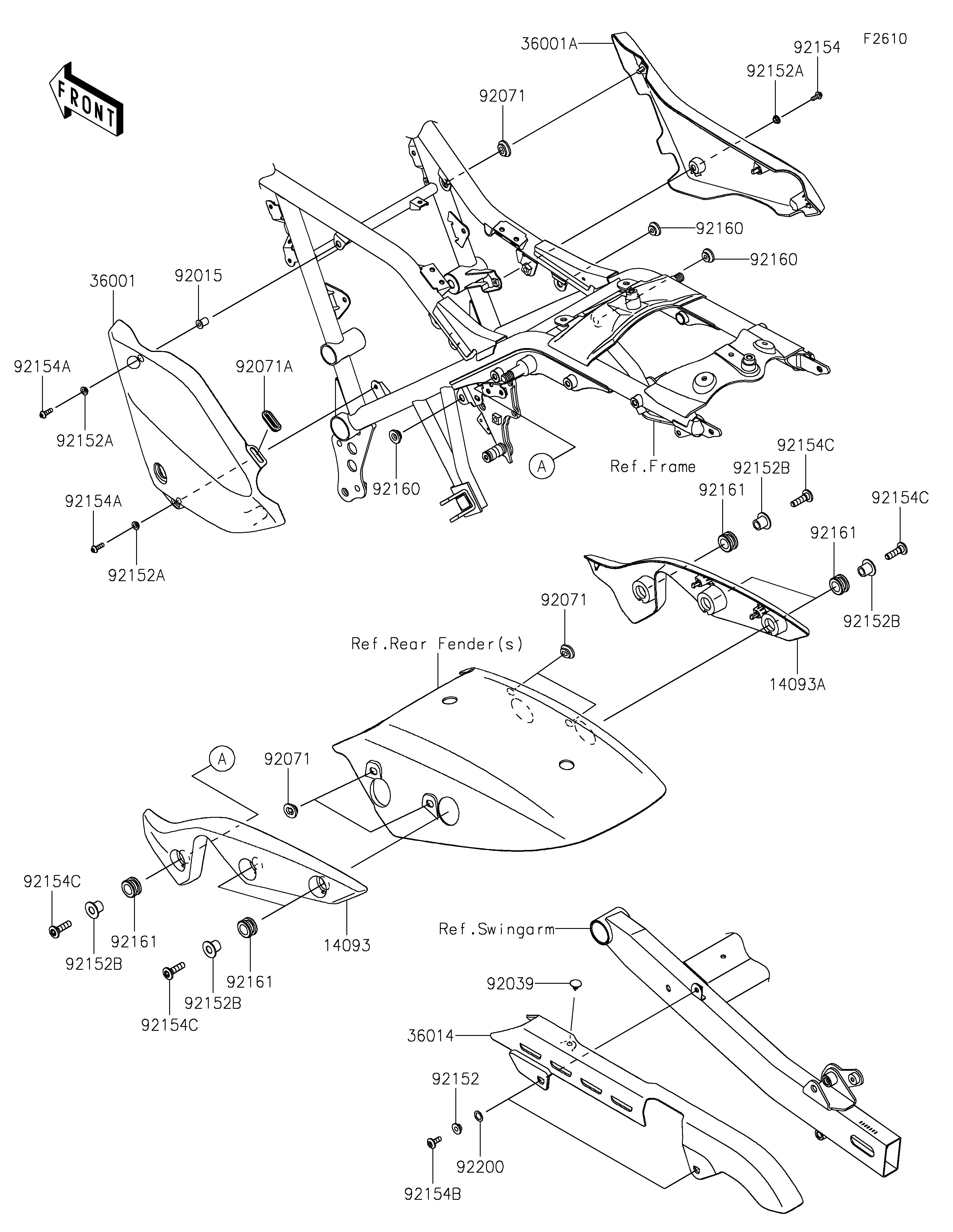 CACHE LATERALGARDE CHAINE POUR ELIMINATOR 500 SE EL450BRFNN GRIS 2024