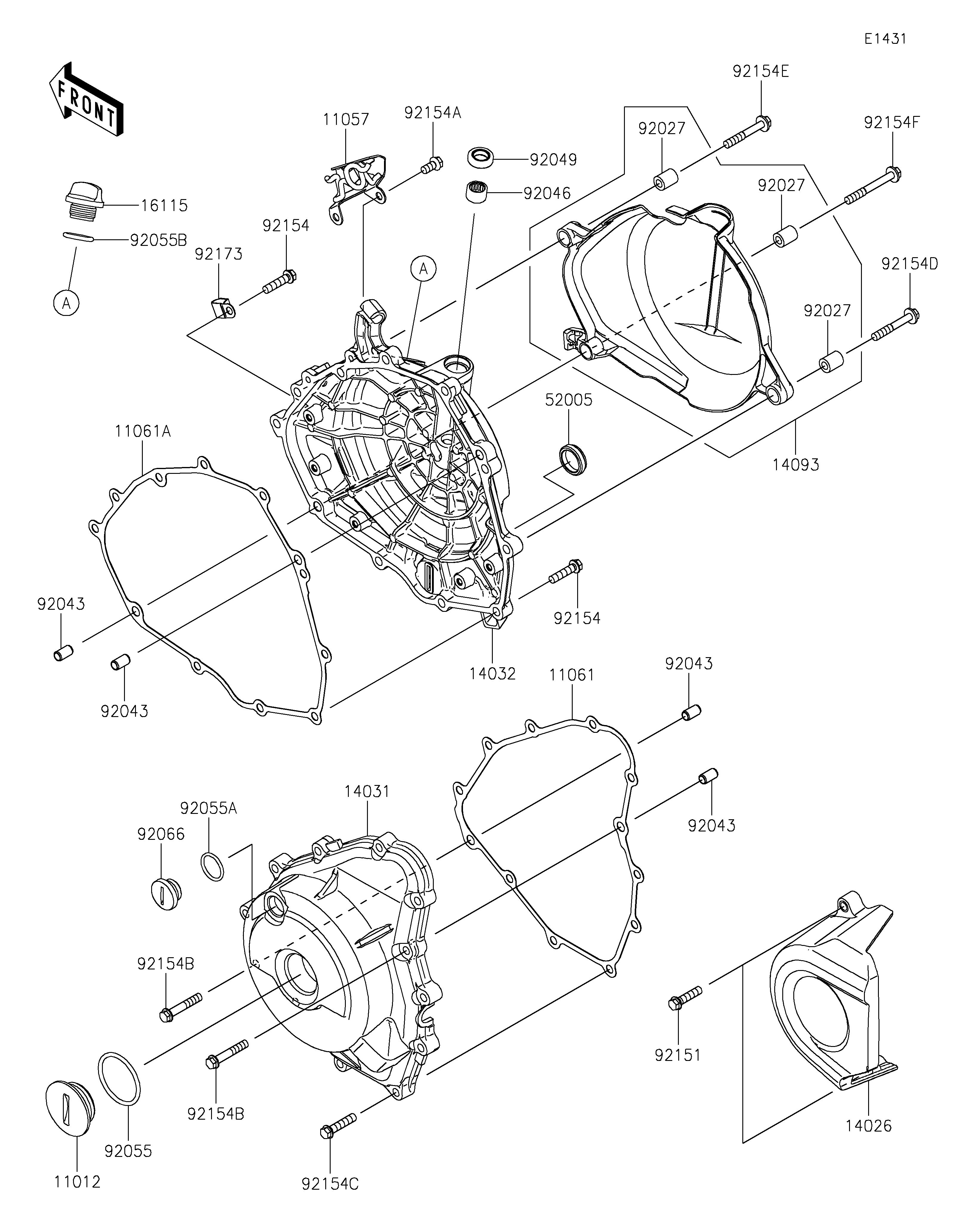 COUVERCLES MOTEUR POUR ELIMINATOR 500 EL450ARFNN BLANC 2024