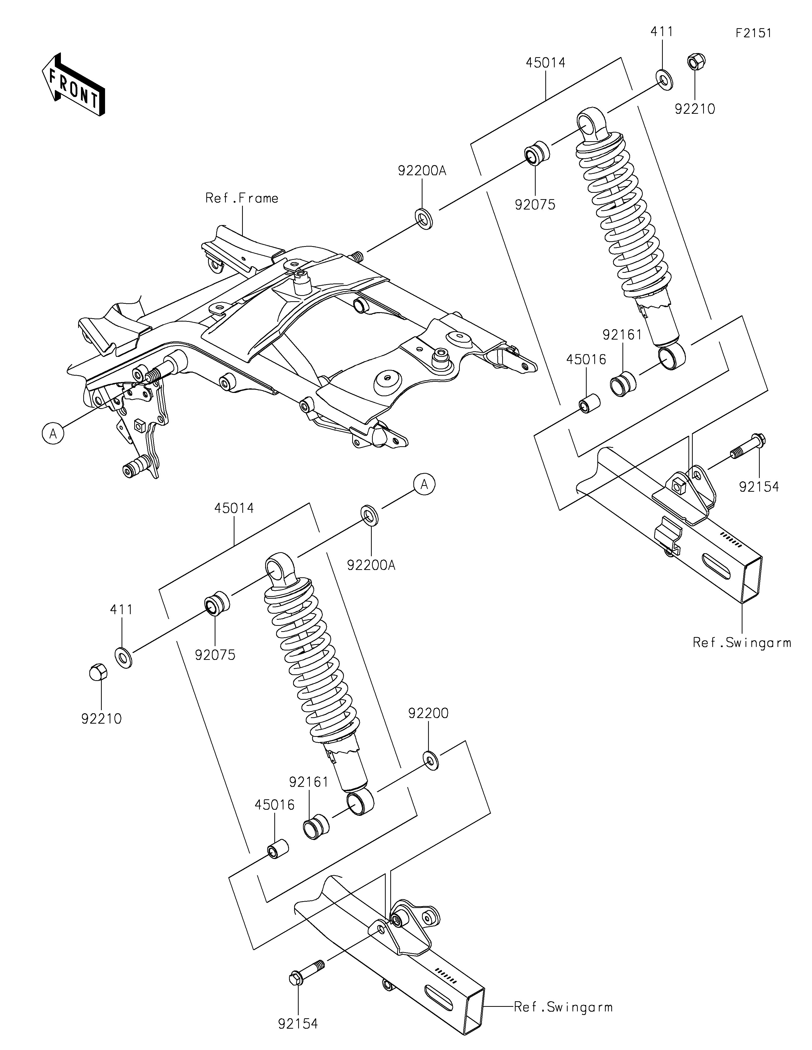 SUSPENSIONAMORTISSEUR POUR ELIMINATOR 500 EL450ARFNN BLANC 2024