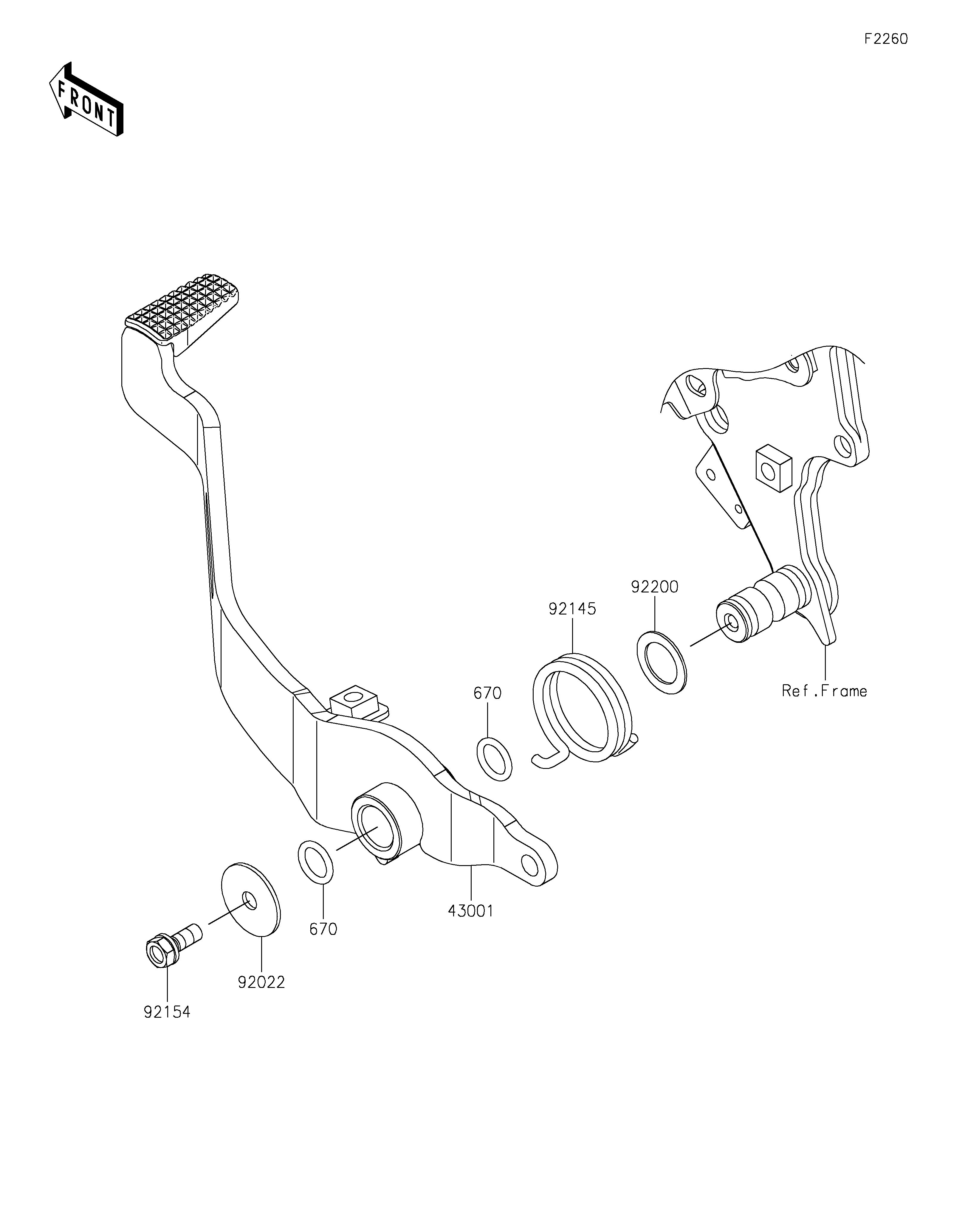 PEDALE DE FREIN POUR ELIMINATOR 500 EL450ARFNN BLANC 2024