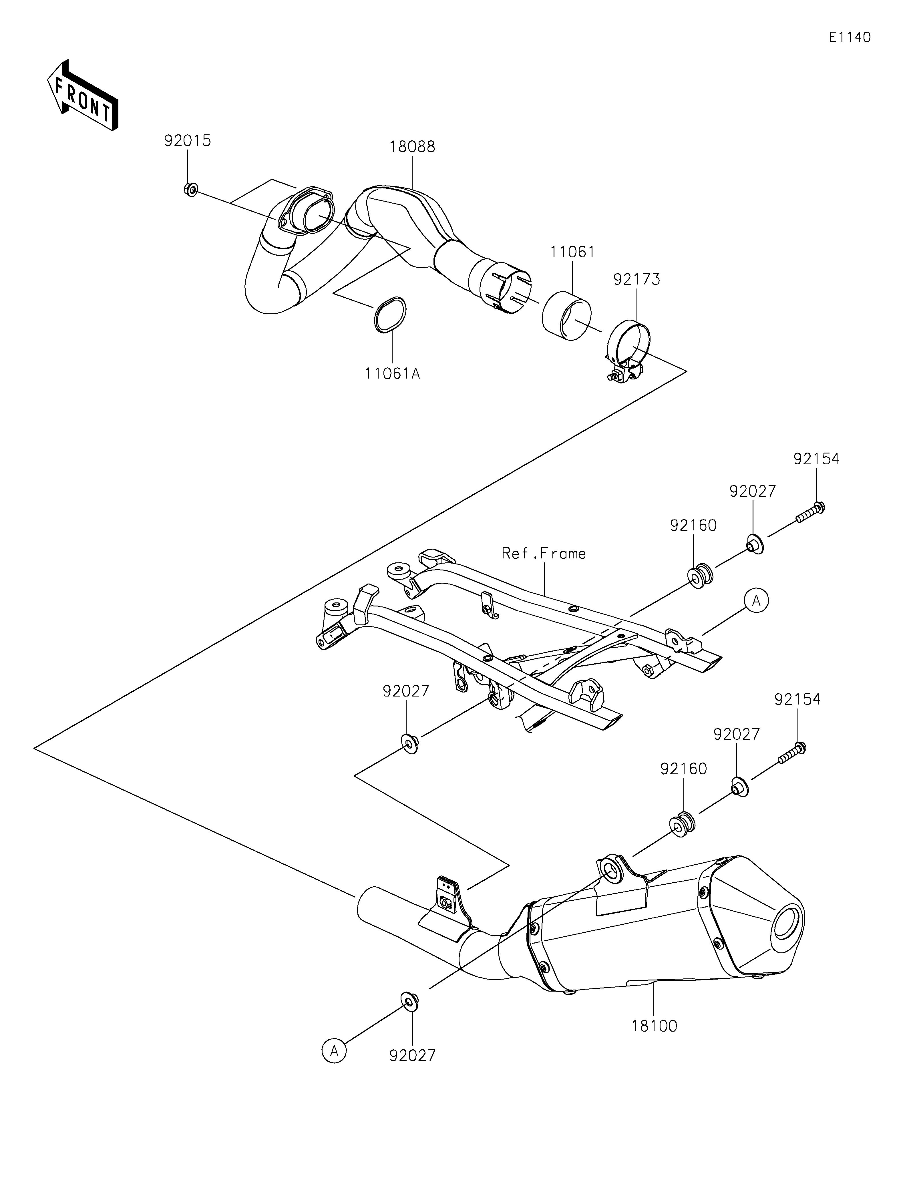 ECHAPPEMENT POUR KX450 KX450MRFAN VERT MAT 2024 EUROPE