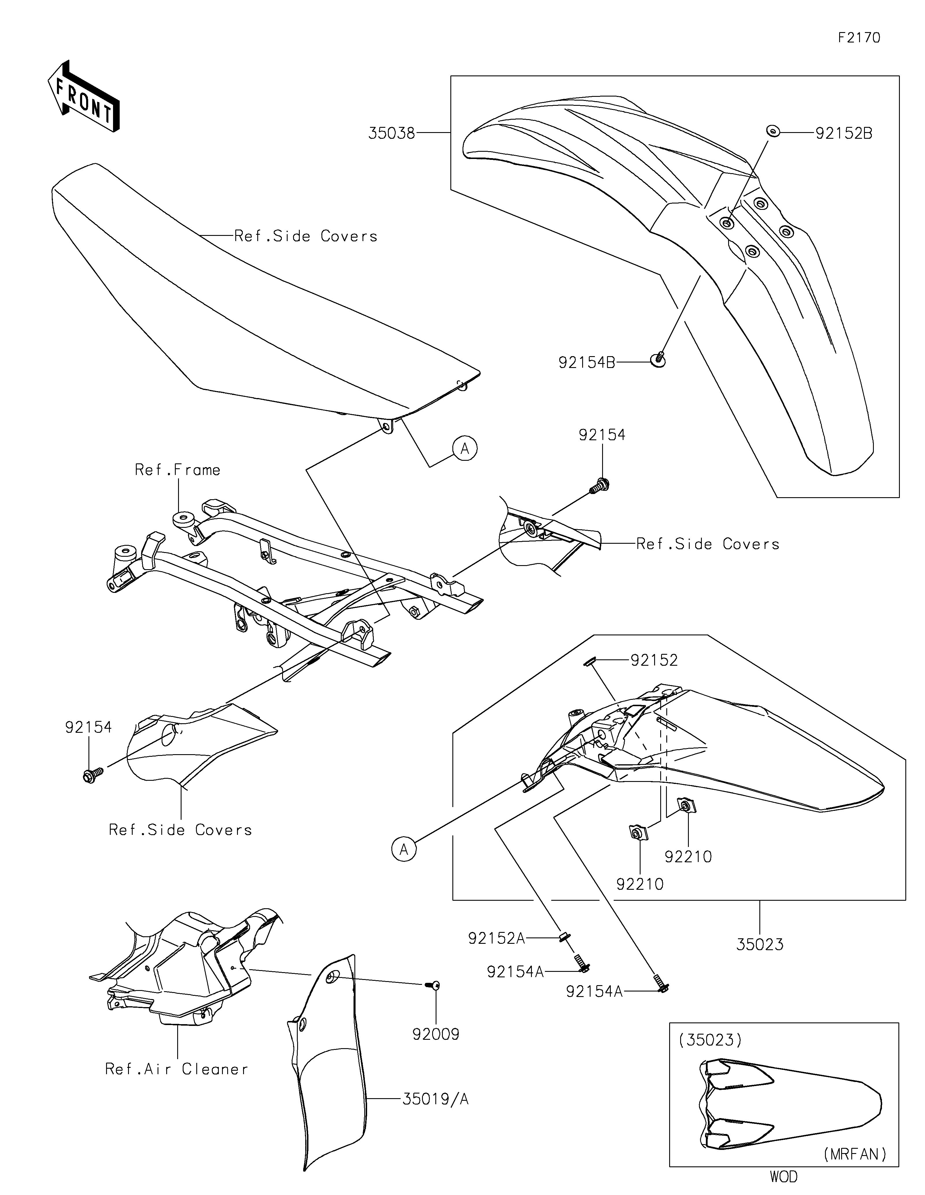 GARDE BOUE POUR KX450 KX450MRFAN VERT MAT 2024 EUROPE