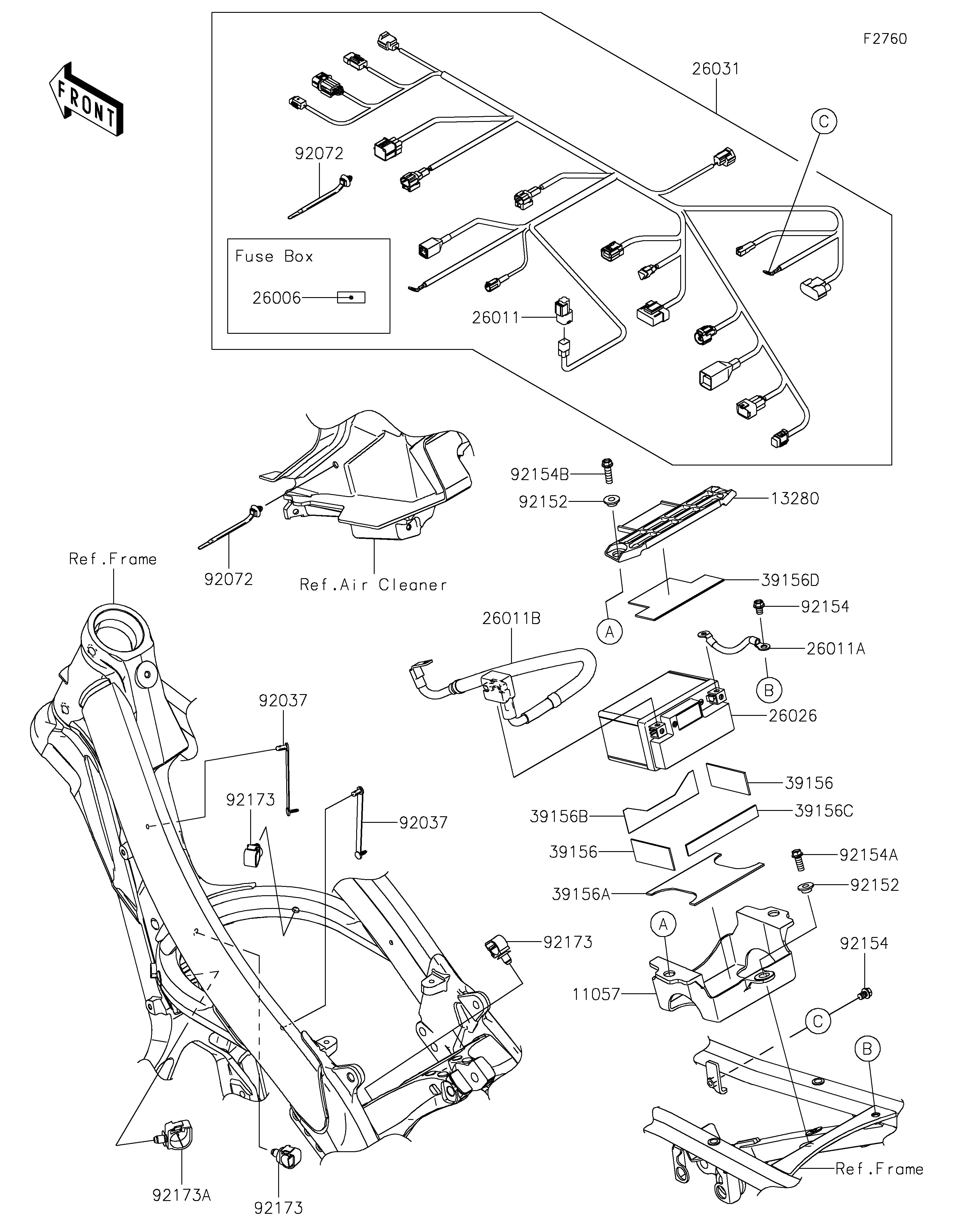 CHASSIS EQUIPMENT ELECTRIQUE POUR KX450X KX450NRFNN VERT 2024 EUROPE