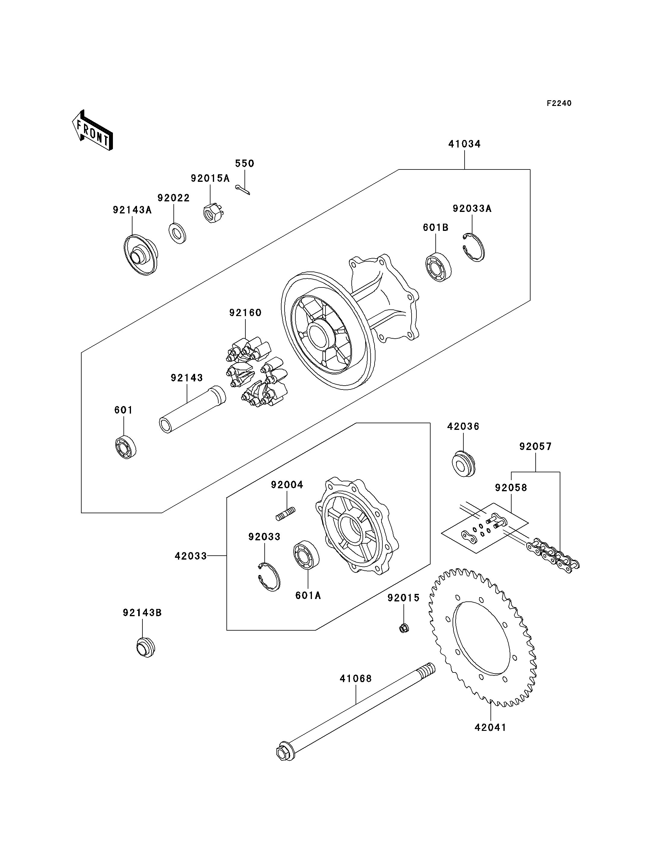 MOYEU ARRIERE POUR KLR650 KL650 C9 NOIR 2003