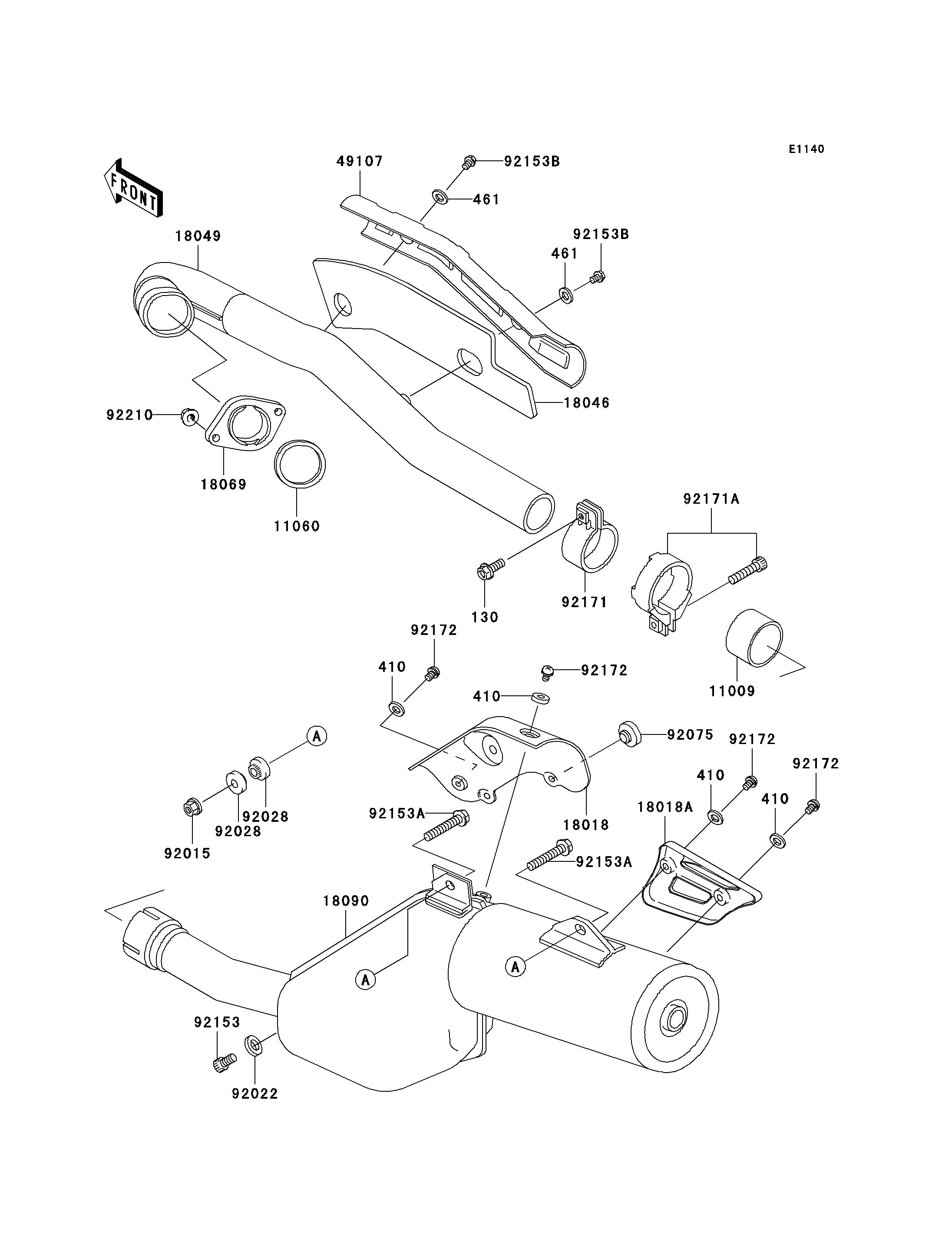 ECHAPPEMENT POUR KLR650 KL650 C10 ARGENT 2004