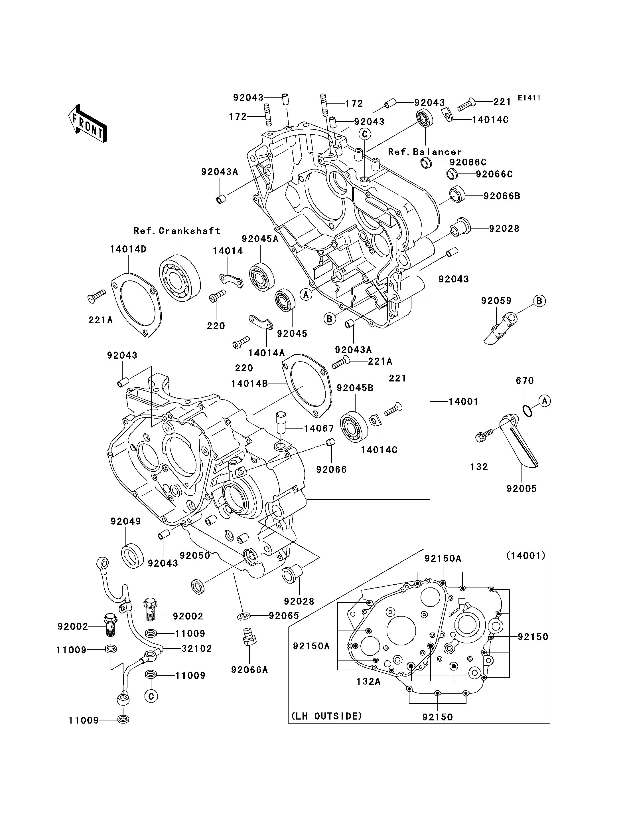 CARTER MOTEURS POUR KLR650 KL650 C10 ARGENT 2004