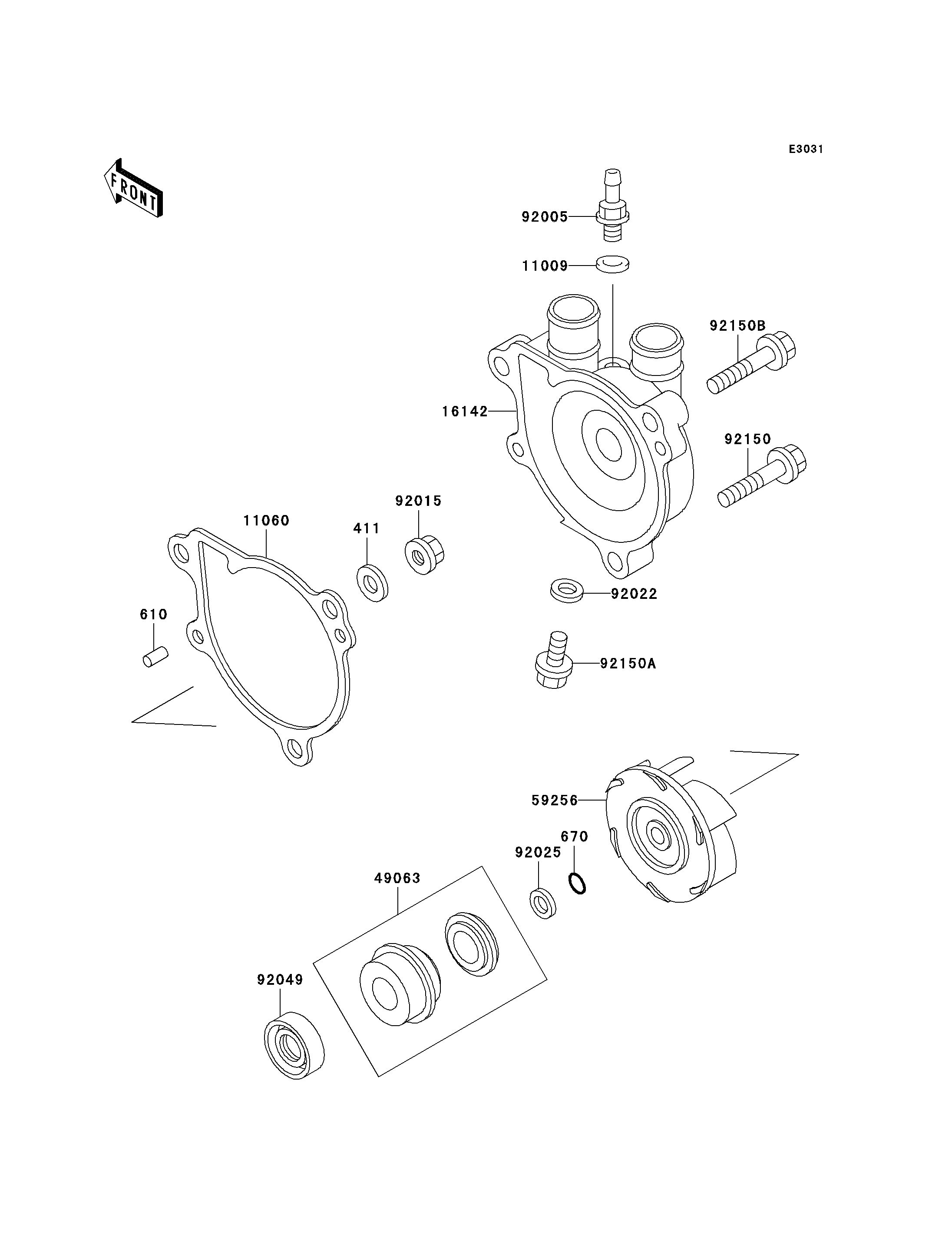 POMPE A EAU POUR KLR650 KL650 C10 ARGENT 2004