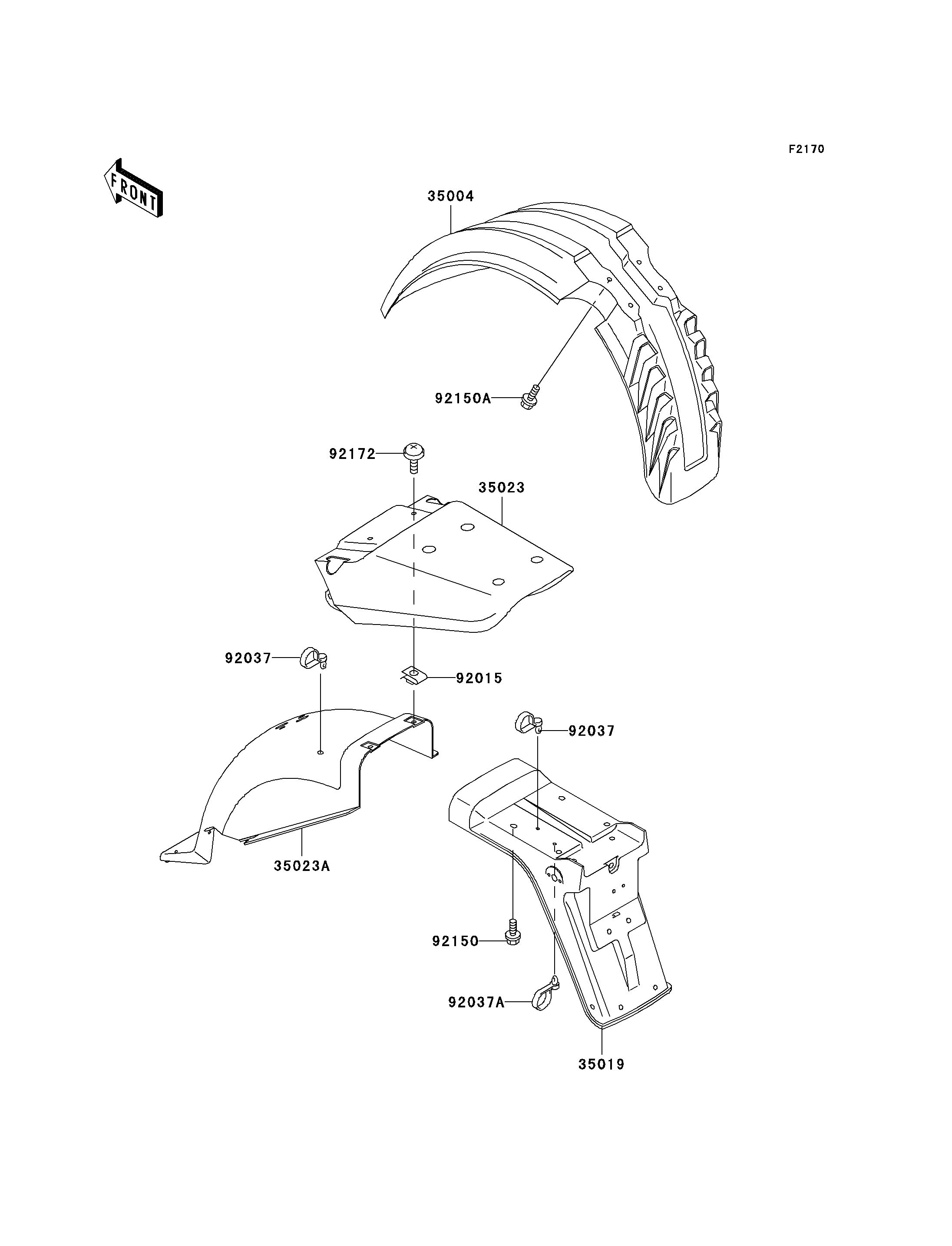 GARDE BOUE POUR KLR650 KL650 C10 ARGENT 2004