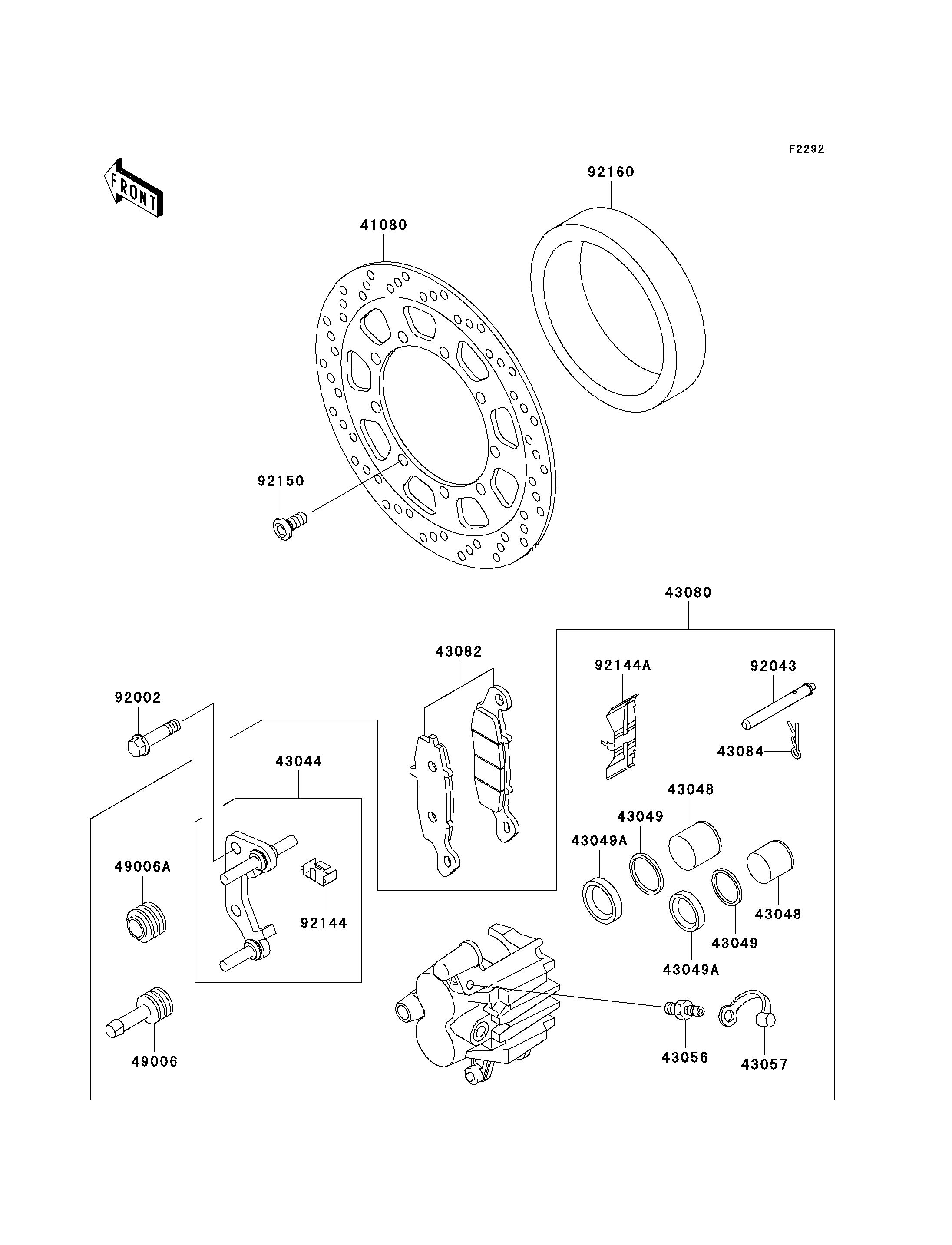 FREIN AVANT POUR KLR650 KL650 C10 ARGENT 2004