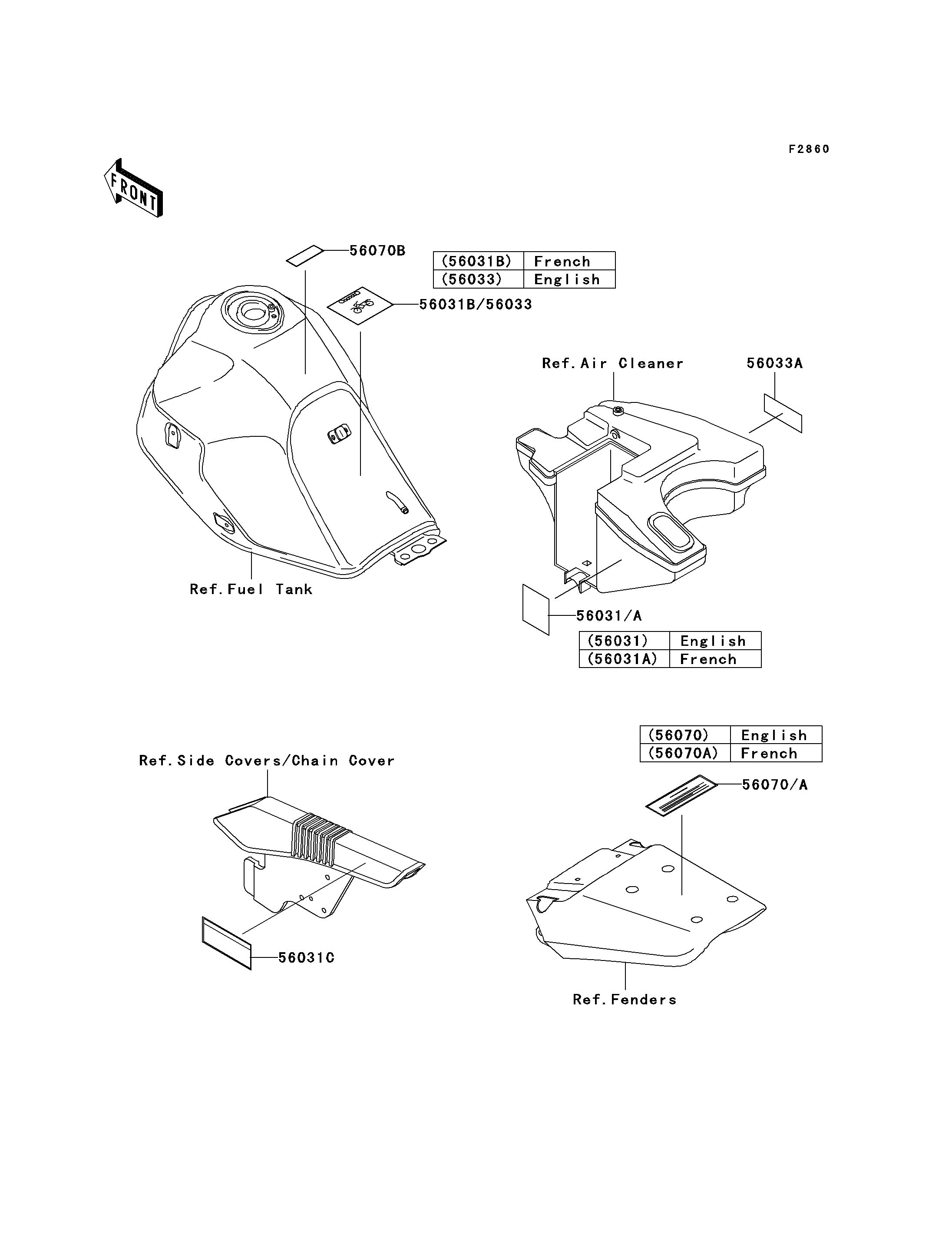 LABEL POUR KLR650 KL650 C10 ARGENT 2004