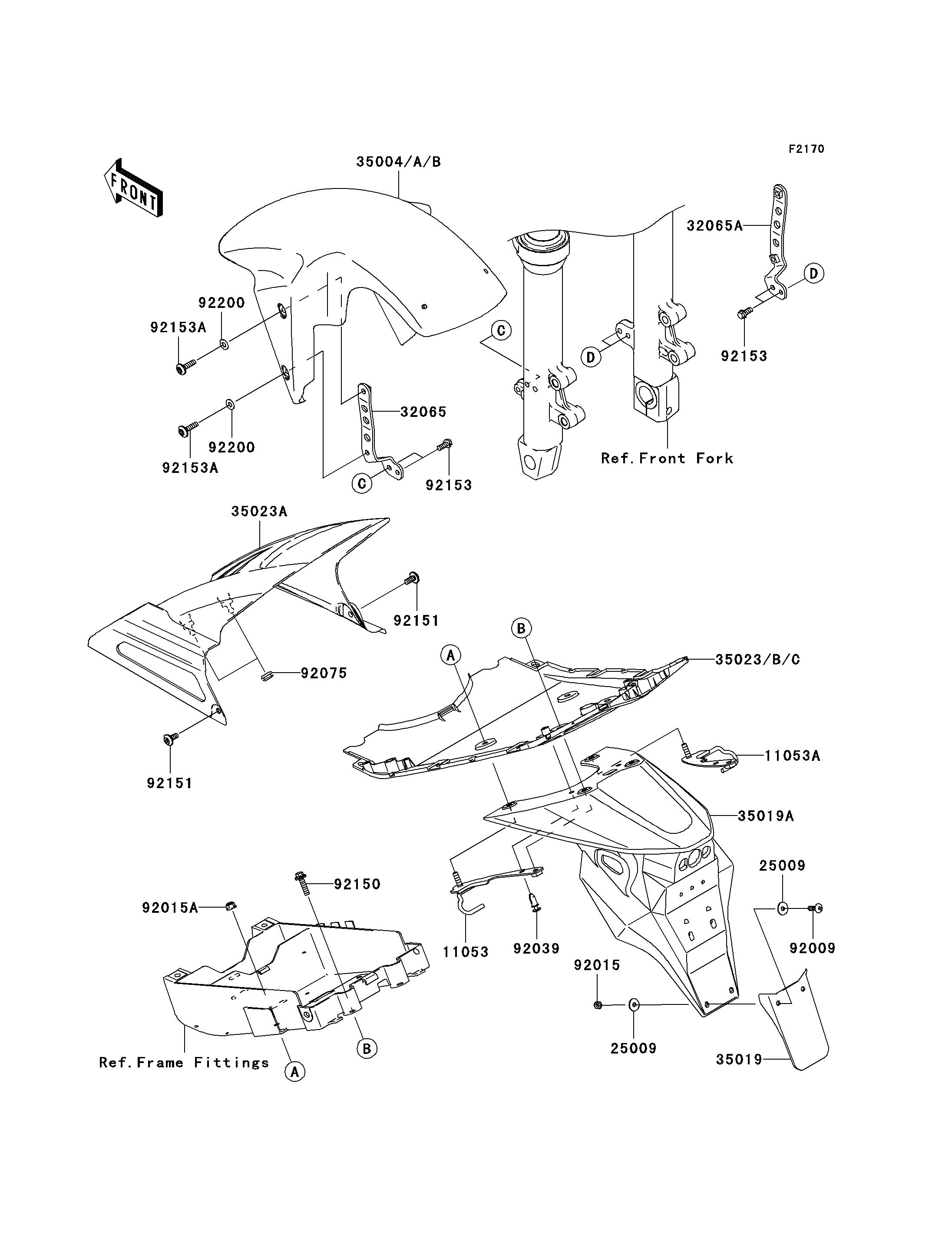 GARDE BOUE POUR Z750 ZR750J6F ARGENT 2006