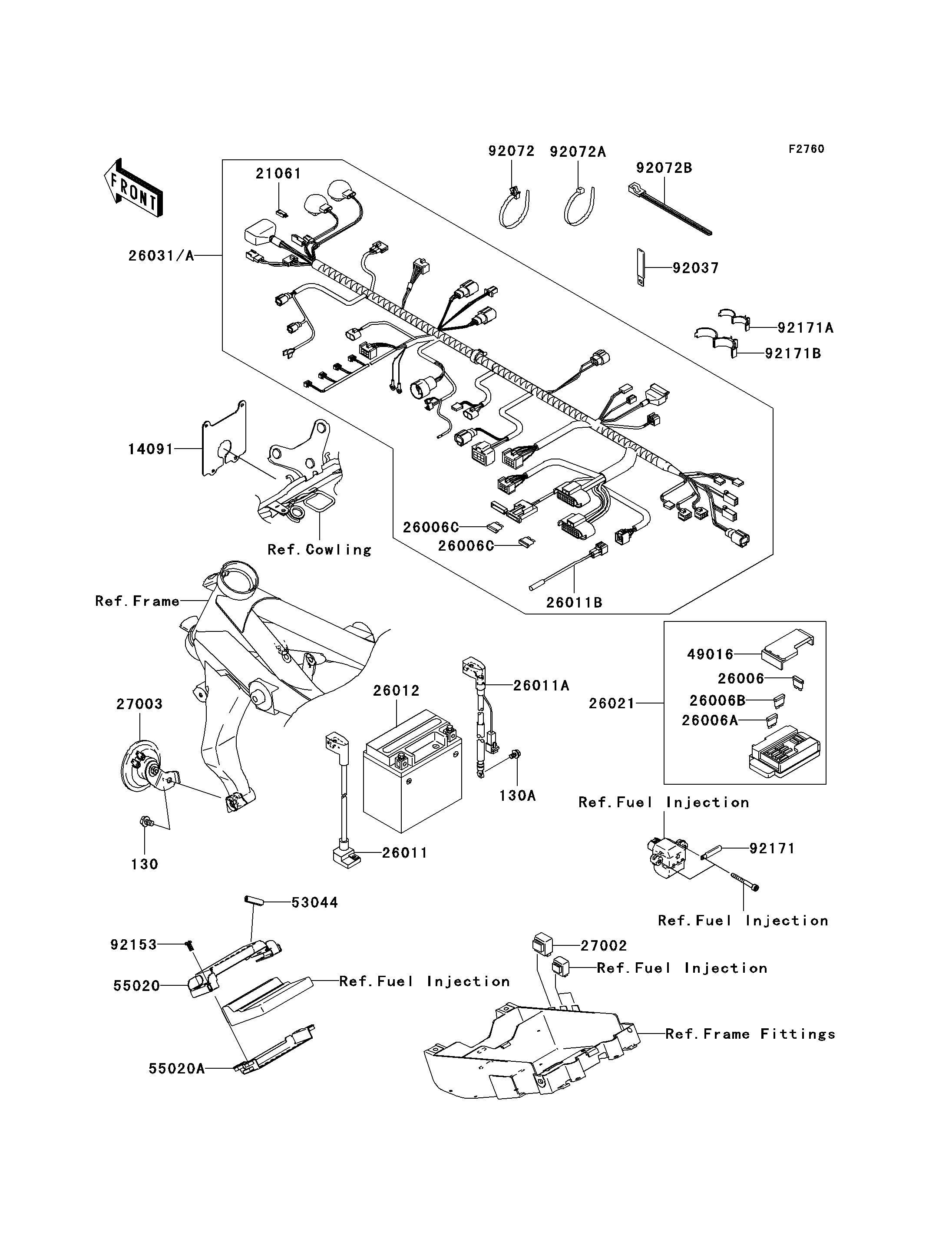 CHASSIS EQUIPMENT ELECTRIQUE POUR Z750 ZR750J6F ARGENT 2006