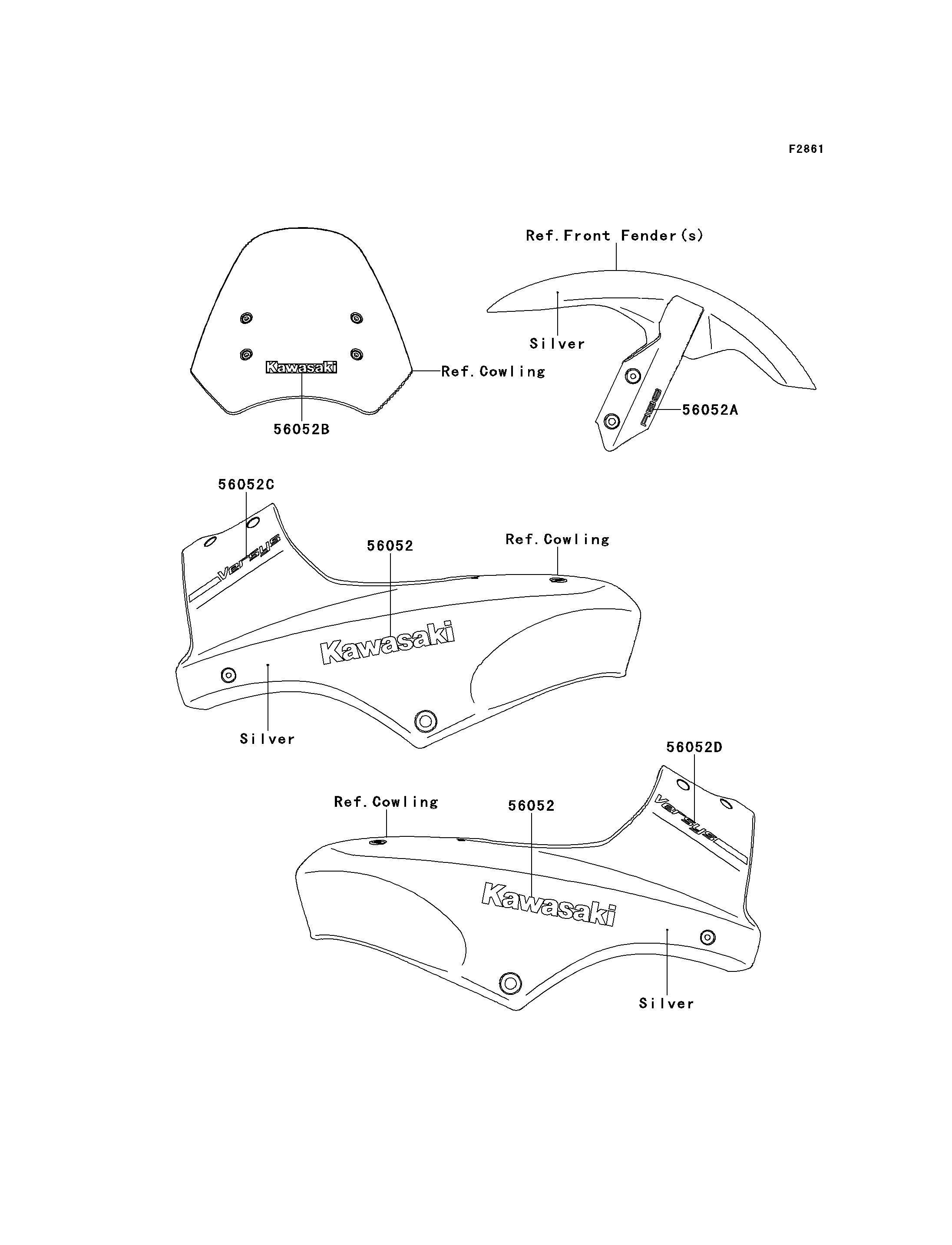 DECALSSILVER POUR VERSYS KLE650B7F ARGENT 2007