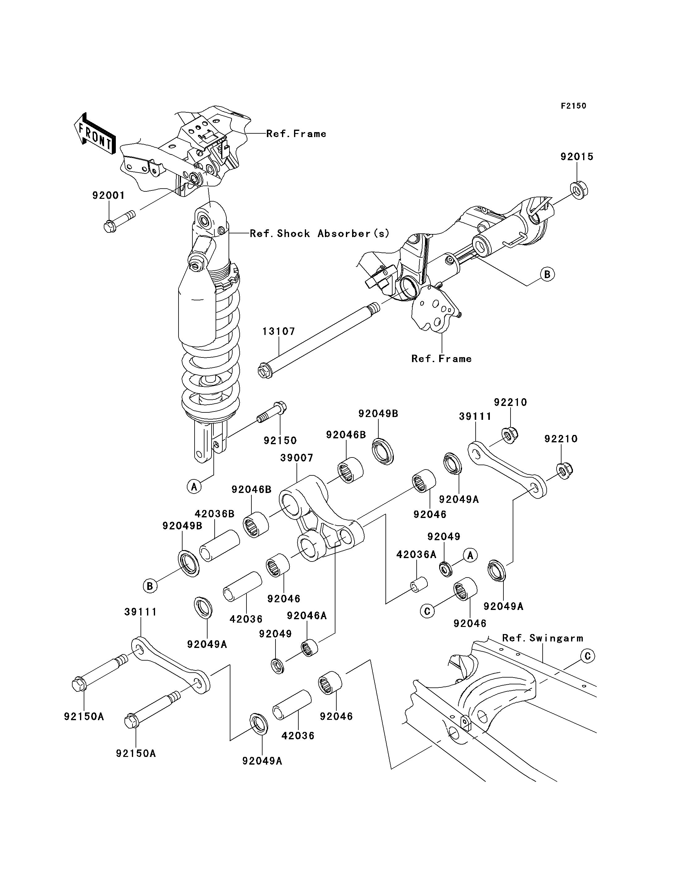 SUSPENSION POUR KLX250 KLX250S9F NOIR 2009