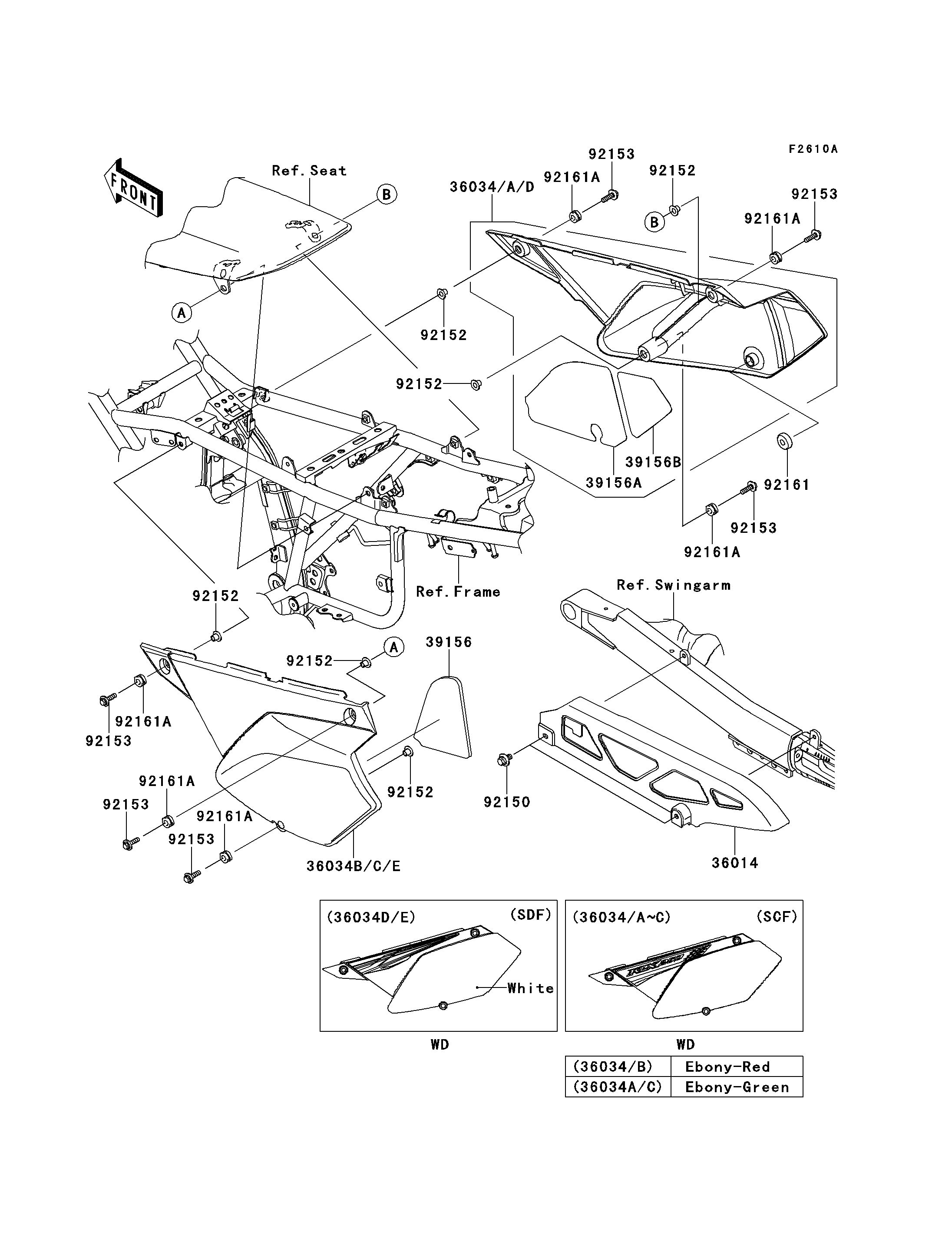 CACHE LATERALGARDE CHAINE POUR KLX250 KLX250SCF ROUGE 2012
