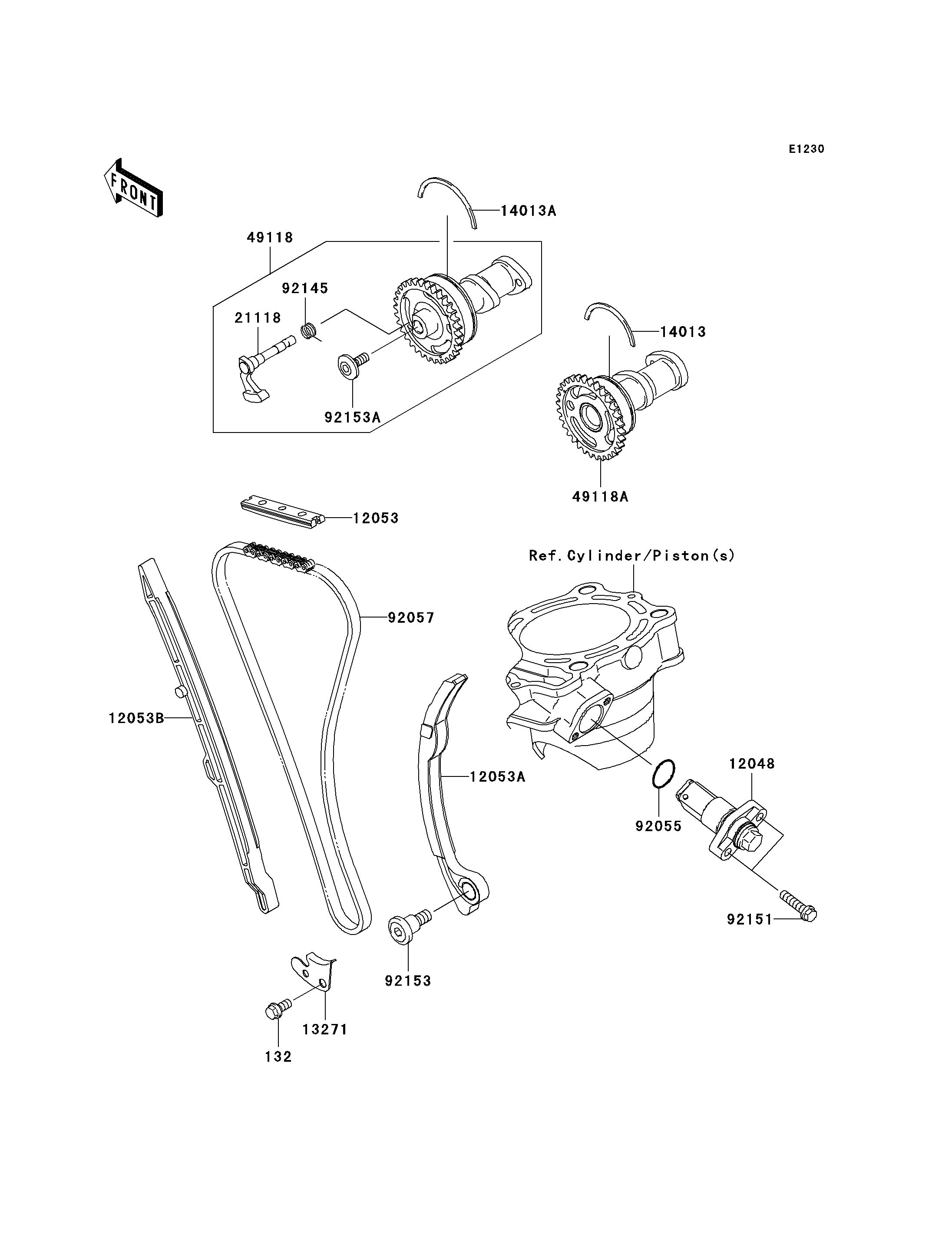 ARBRE A CAMETENDEUR POUR KX250F KX250YBF VERT 2011 EUROPE