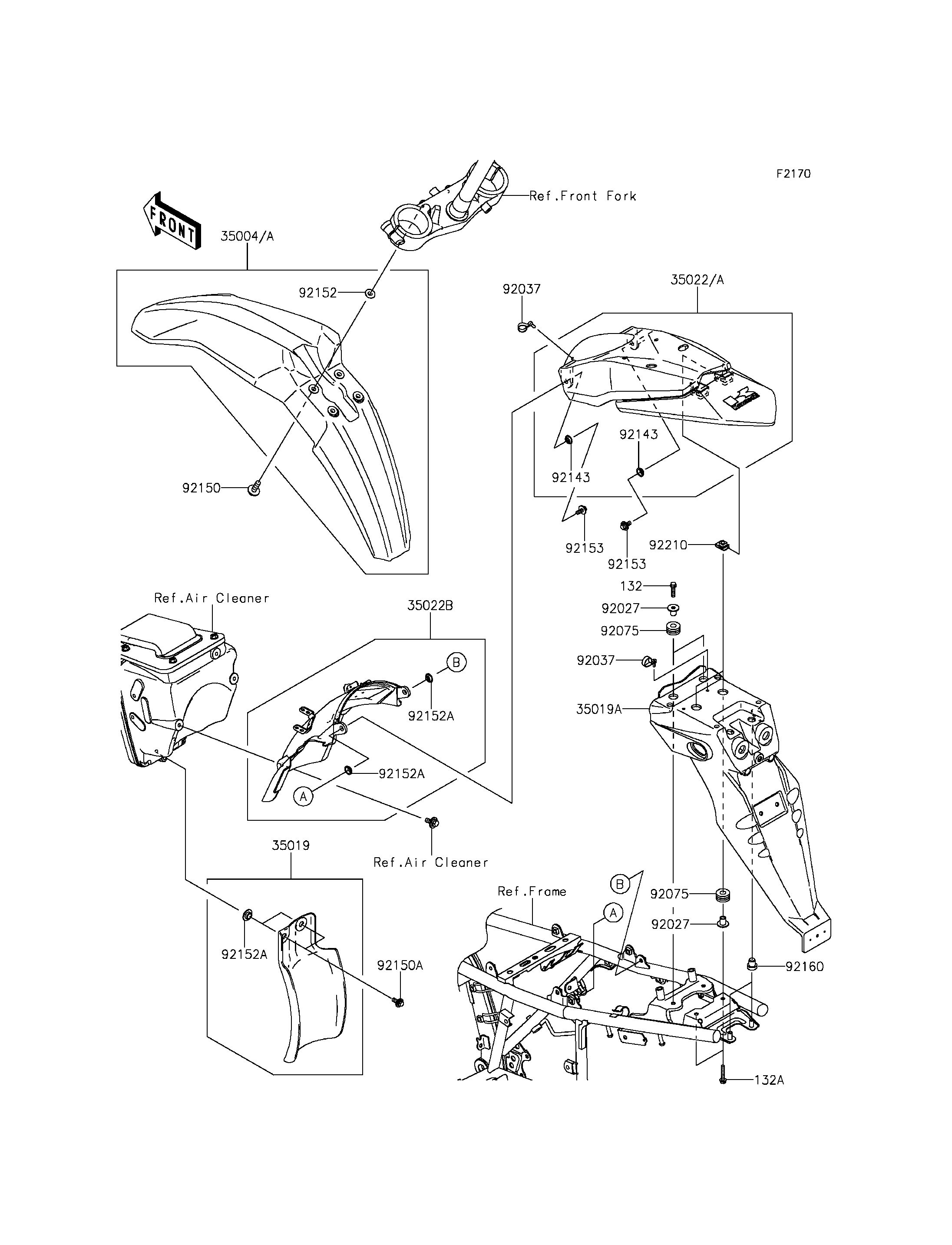 GARDE BOUE POUR KLX250 KLX250SEF VERT 2014