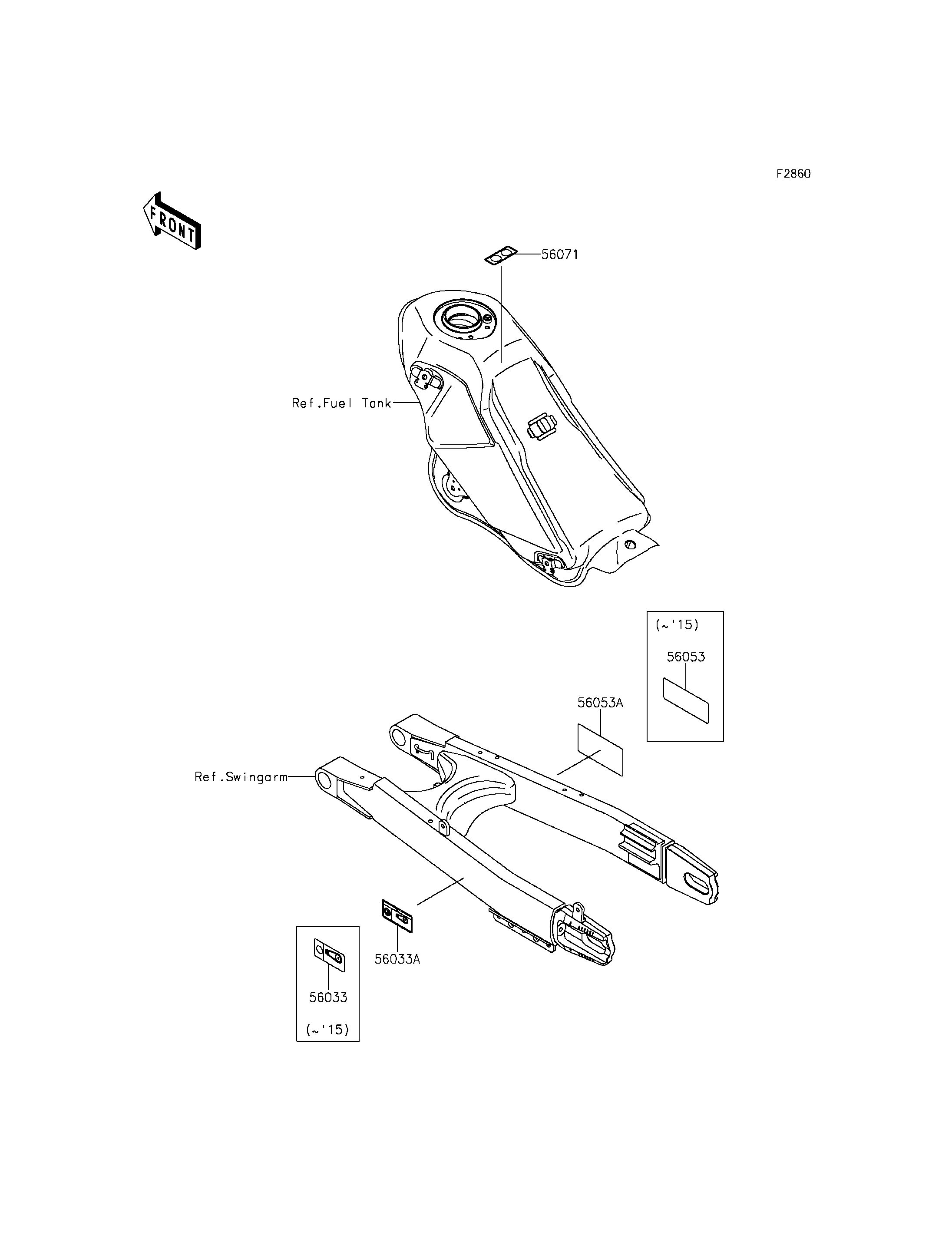 LABEL POUR KLX250 KLX250SEF VERT 2014