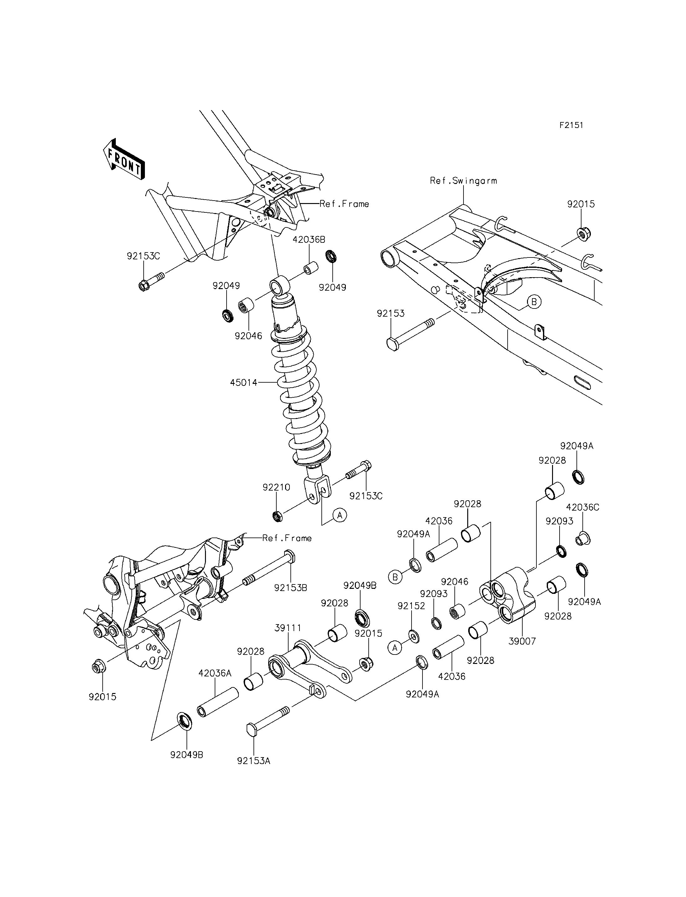 SUSPENSIONAMORTISSEUR POUR KLX150L KLX150EEF VERT 2014