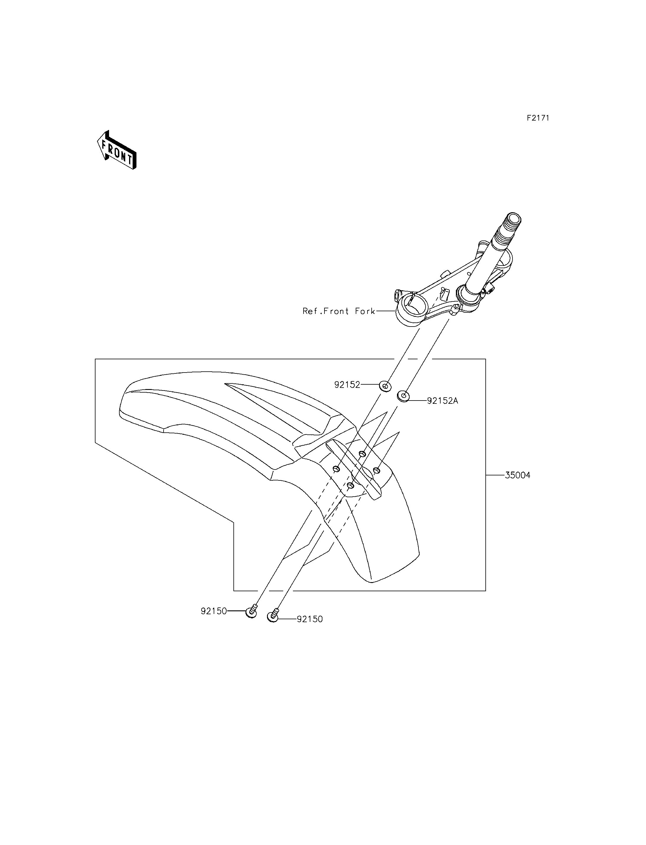 GARDE BOUE AVANT POUR KLX150L KLX150EEF VERT 2014