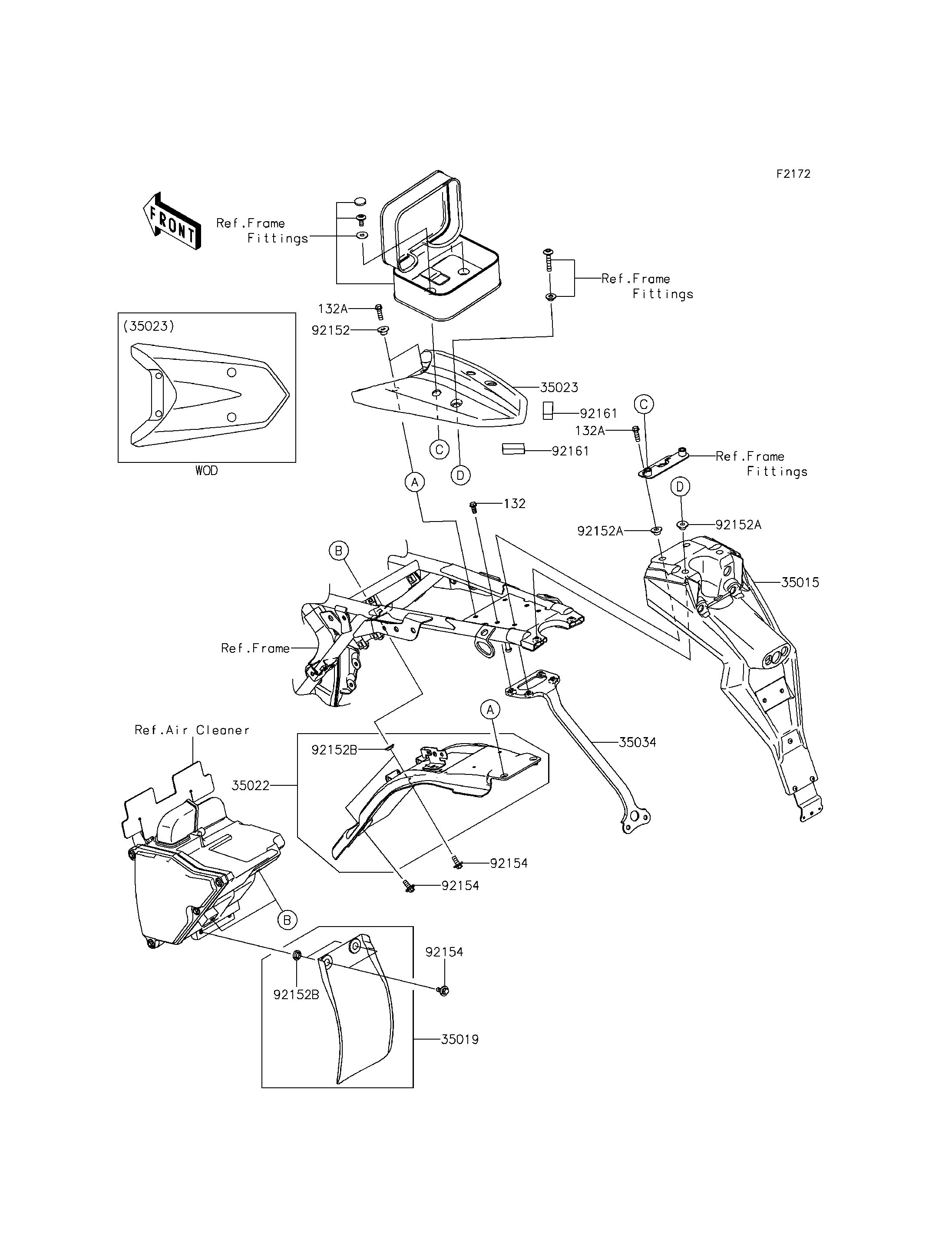 GARDE BOUE ARRIERE POUR KLX150L KLX150EEF VERT 2014