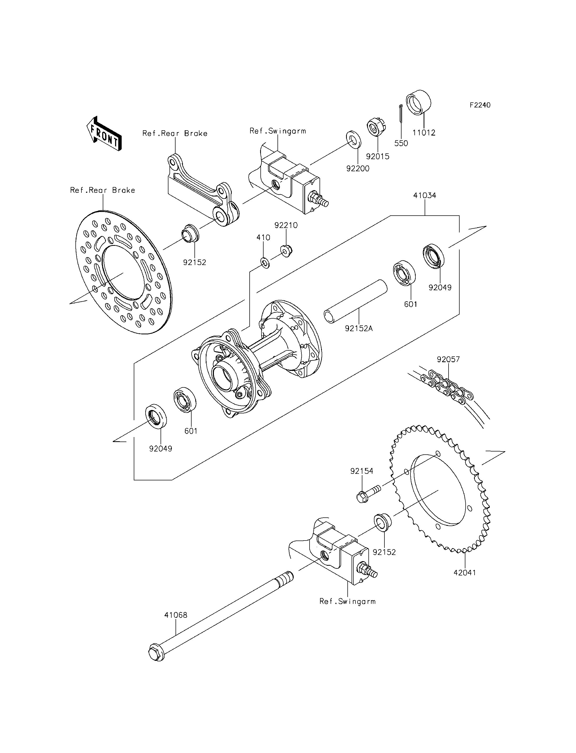 MOYEU ARRIERE POUR KLX150L KLX150EEF VERT 2014
