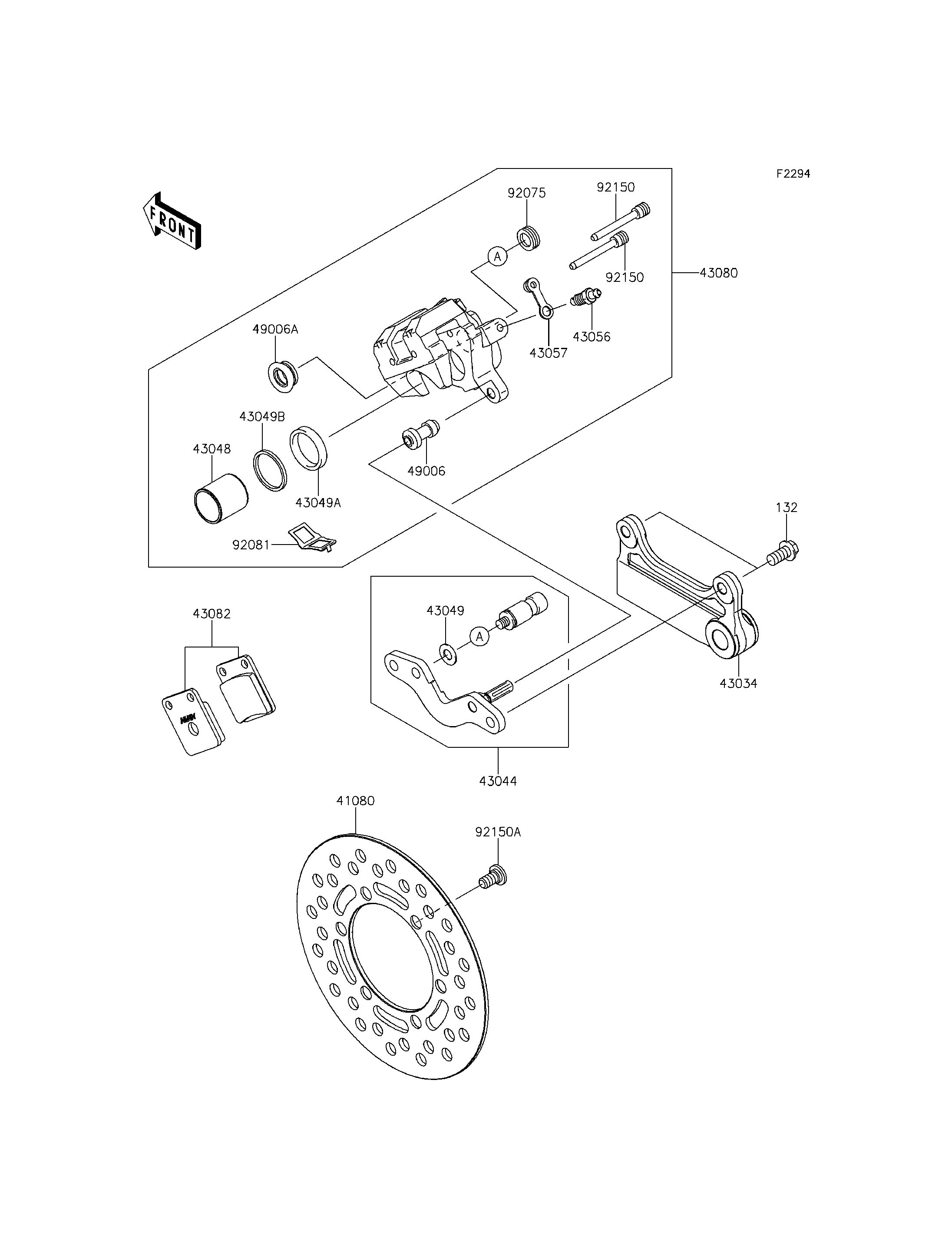 FREIN ARRIERE POUR KLX150L KLX150EEF VERT 2014